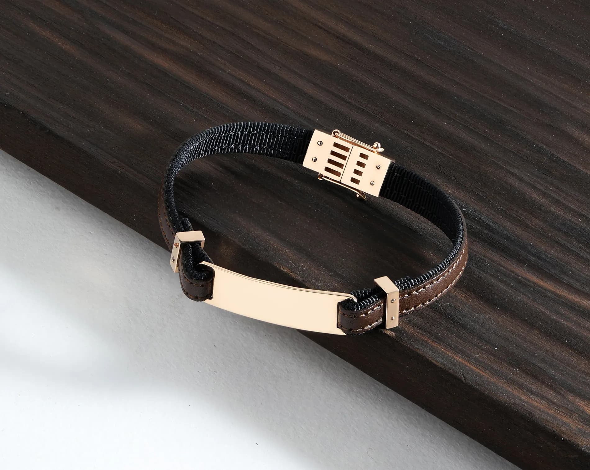 Шкіряний браслет з пластиною для гравіювання LBR F2 B1 02