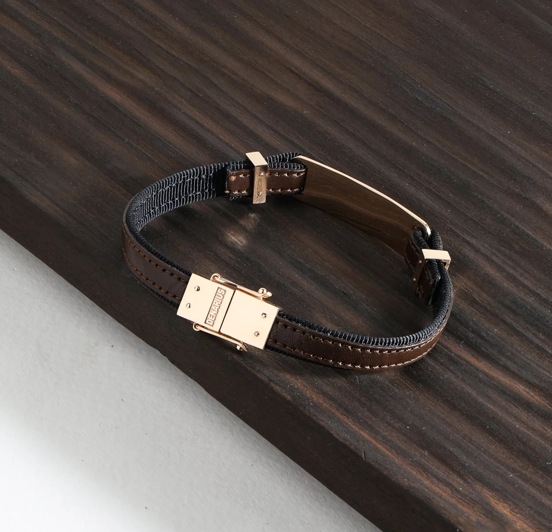 Шкіряний браслет з пластиною для гравіювання LBR F2 B1 02