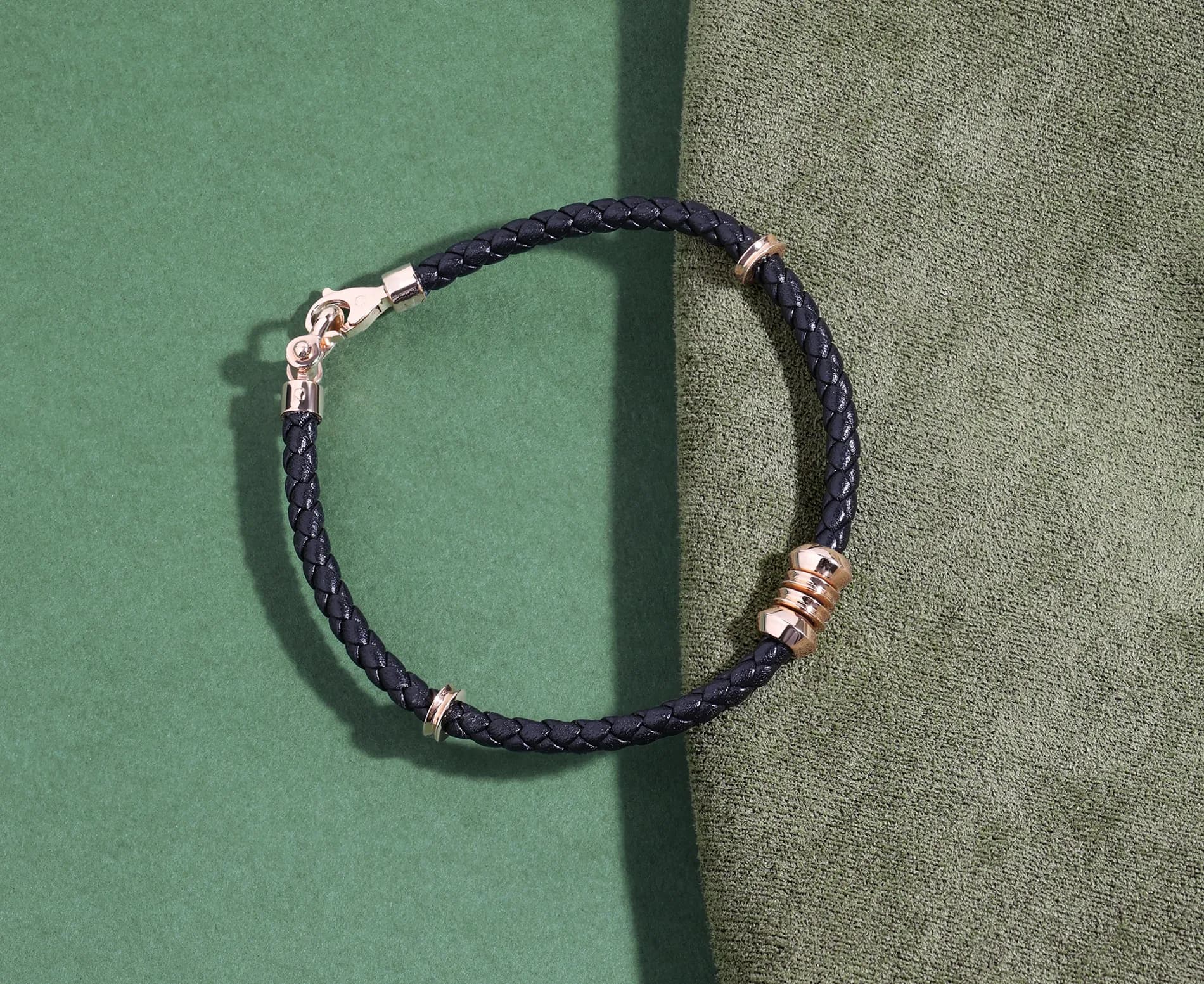 Чоловічий шкіряний браслет із золотими вставками LBL R B1 02