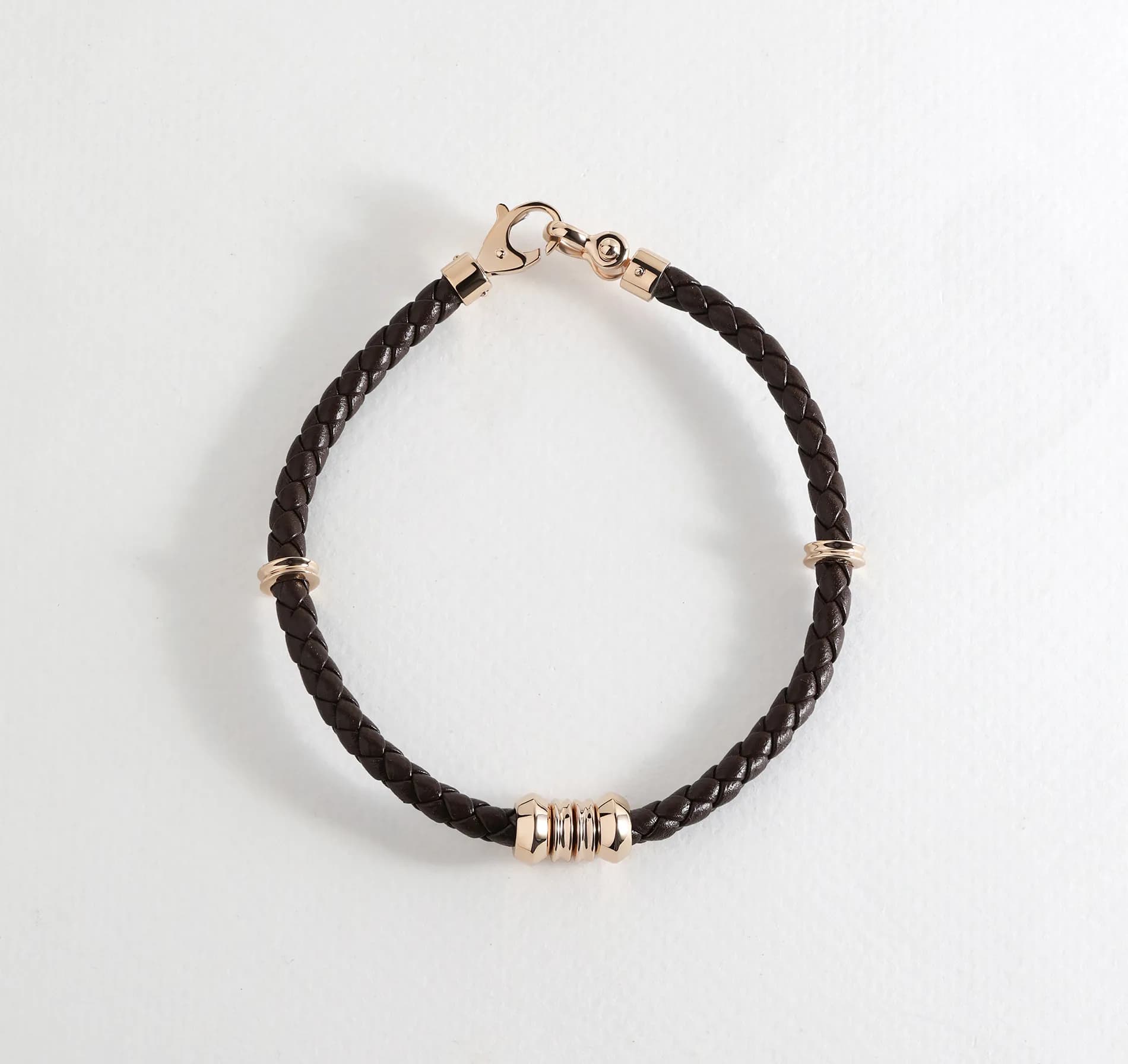 Чоловічий браслет на шкірі із золотими вставками LBR R B1 02