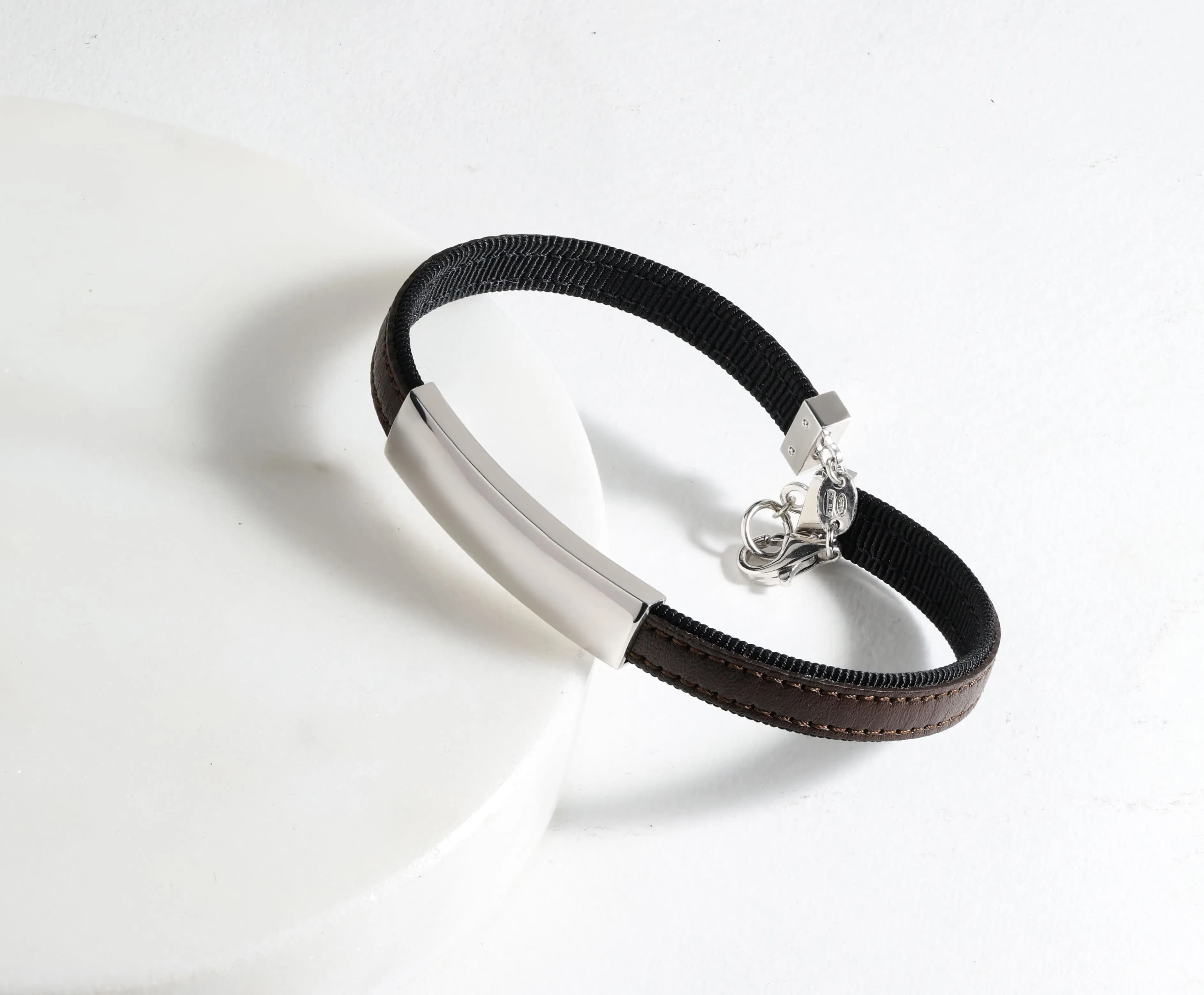 Чоловічий срібний браслет із пластиною для гравірування LBR F2 B925 02