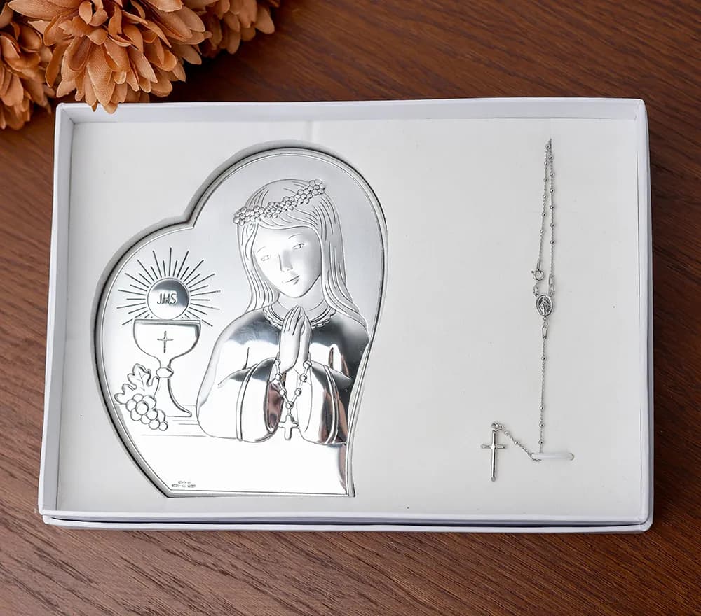 Набір до першого причастя для дівчинки ікона+вервиця 81094r 01. N