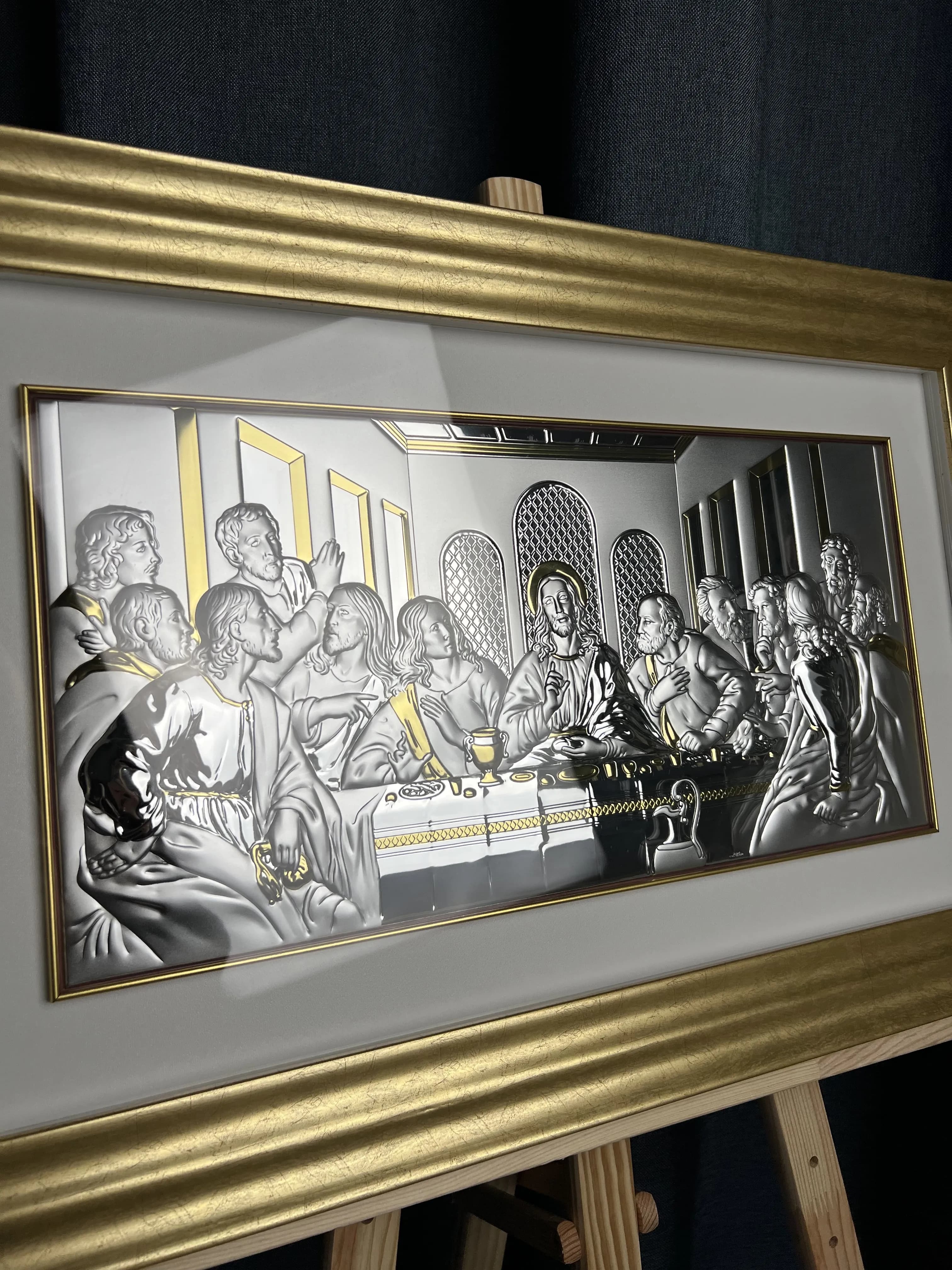 Ікона срібна Тайна Вечеря в рамці 81236/2LORO (70х45)