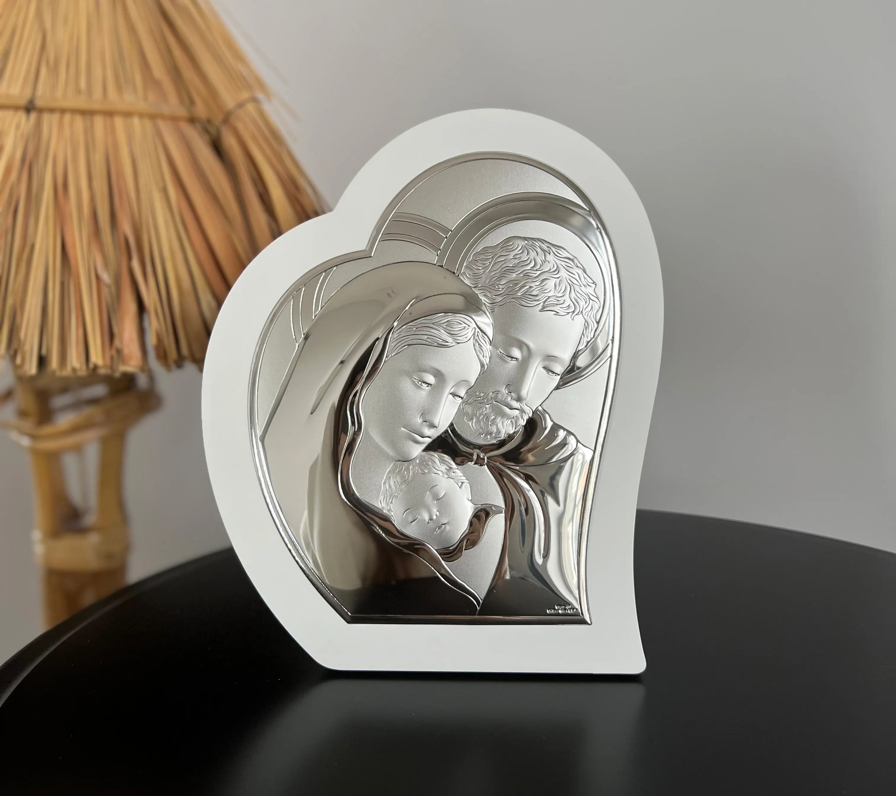 Ікона срібна Свята Родина у формі серця 81330 3LBI (18,5x22,5)
