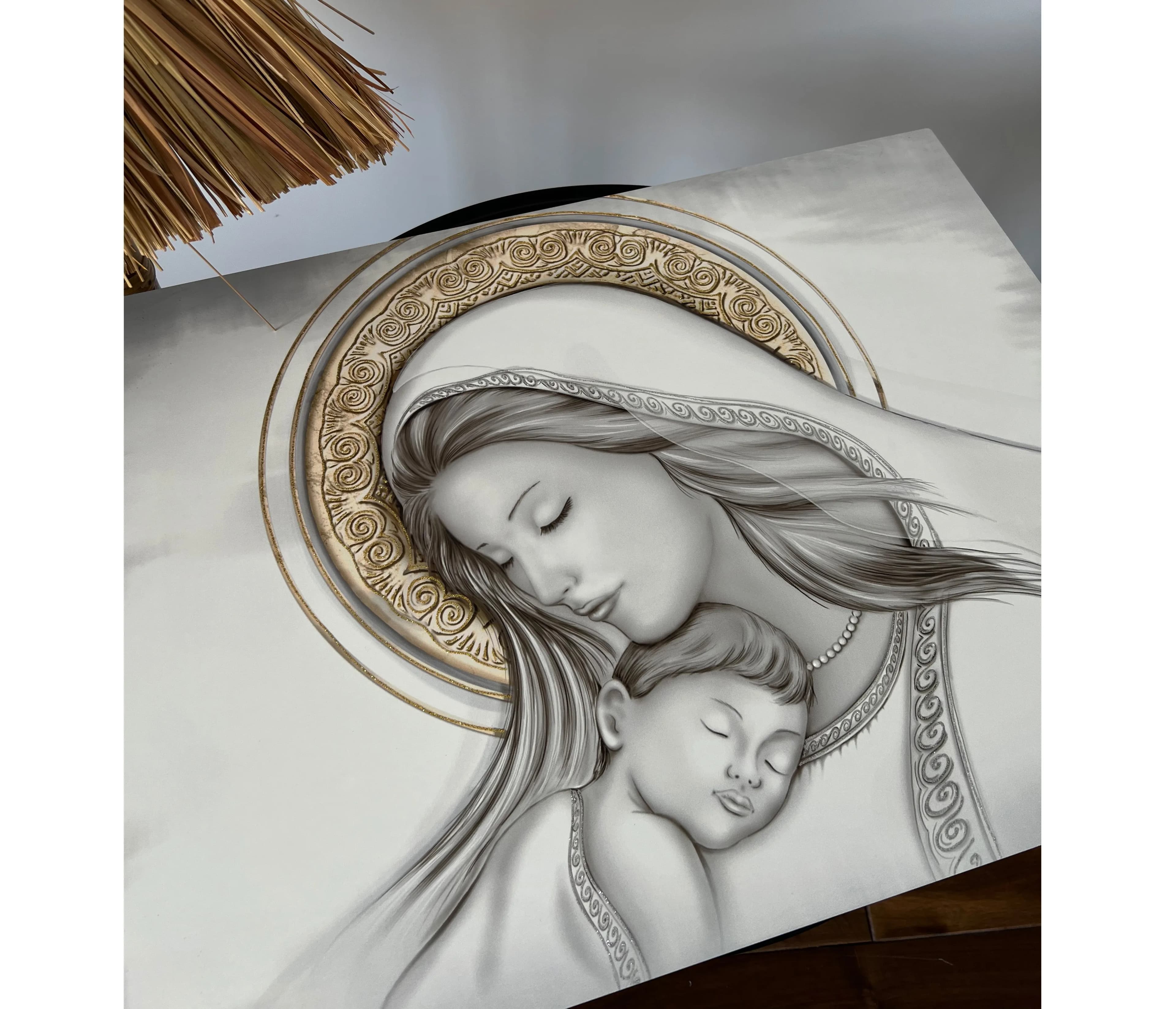 Ікона Богородиця з дитям  q514 (60x45)