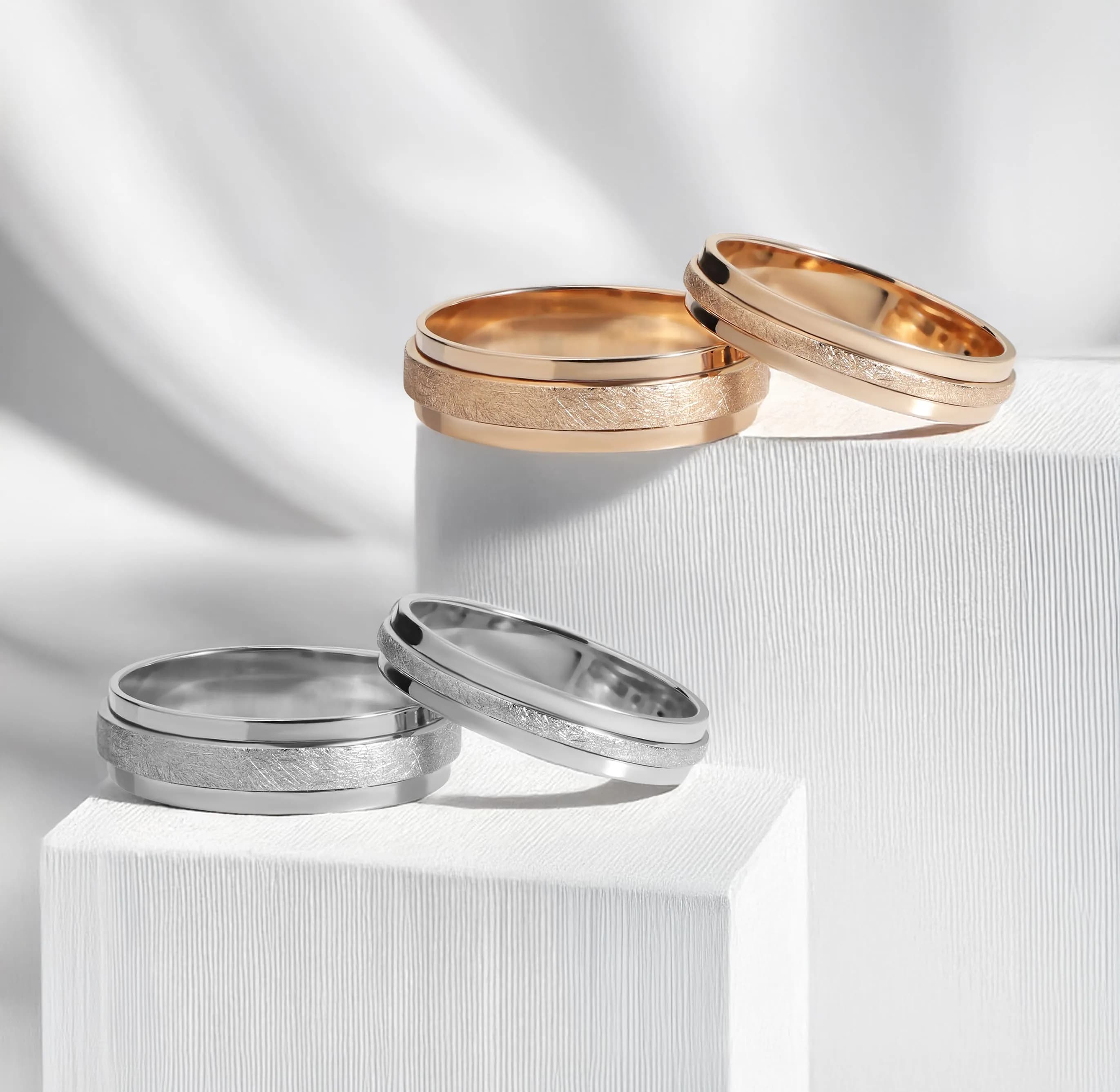 Пара обручок "Ice brush" з білого золота 200-0233,01-200-0212,1 (18)