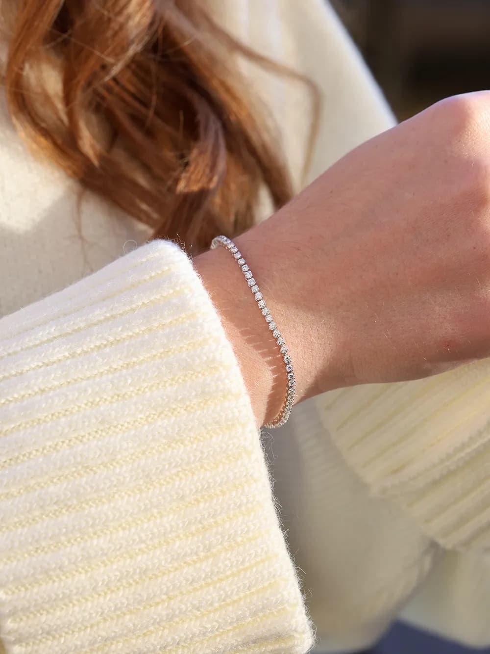 Тенісний браслет з діамантами з білого золота Tennis bracelet 22 2 mm