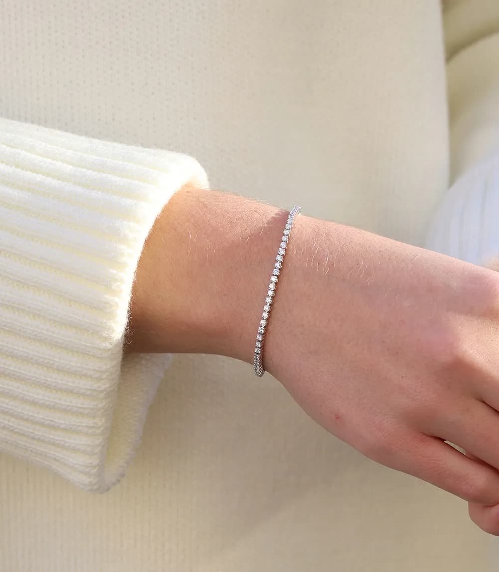 Тенісний браслет з діамантами з білого золота Tennis bracelet 22 2 mm