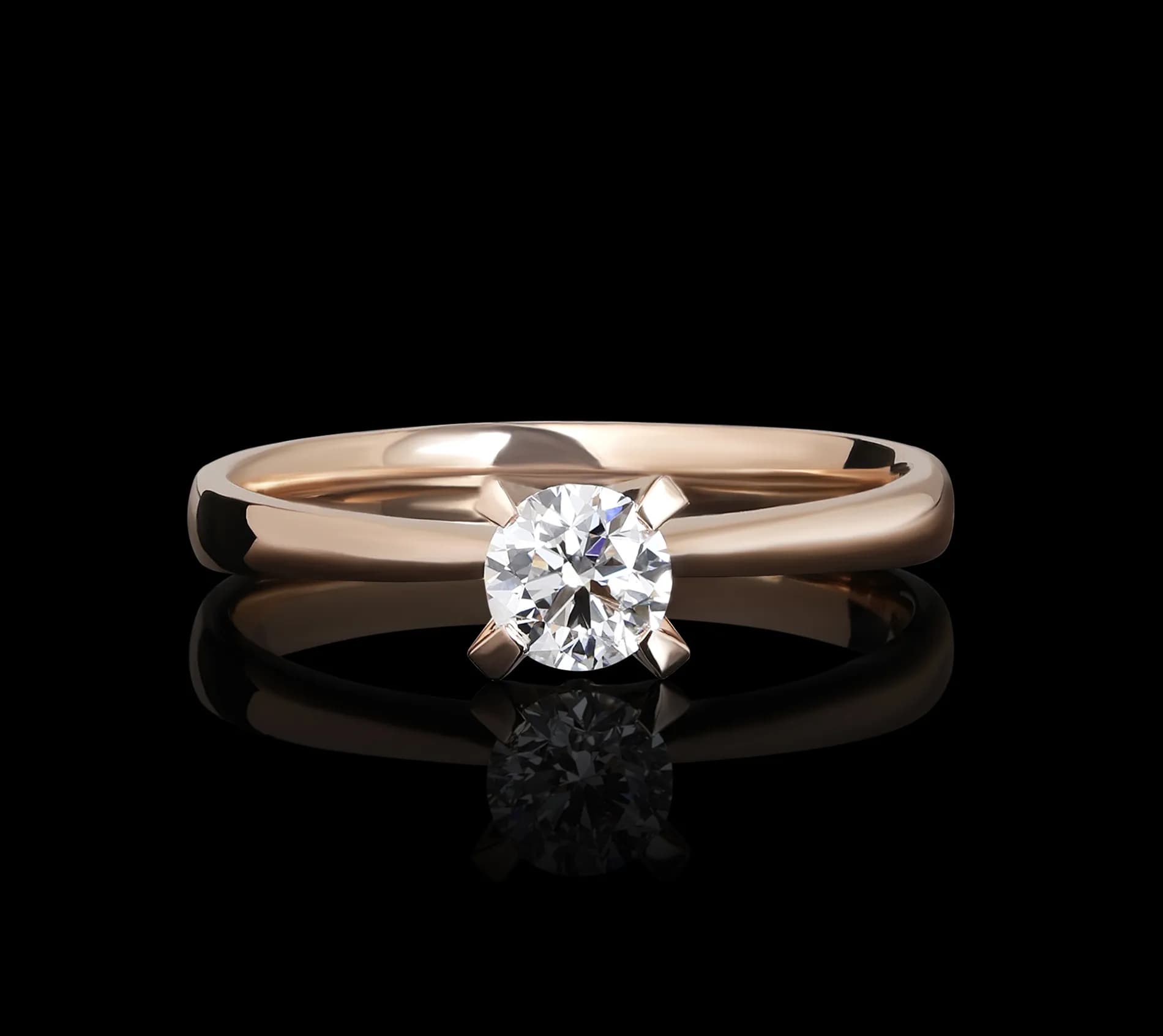 Каблучка на заручини з діамантом з червоного золота 113-0286/4.3 GIA