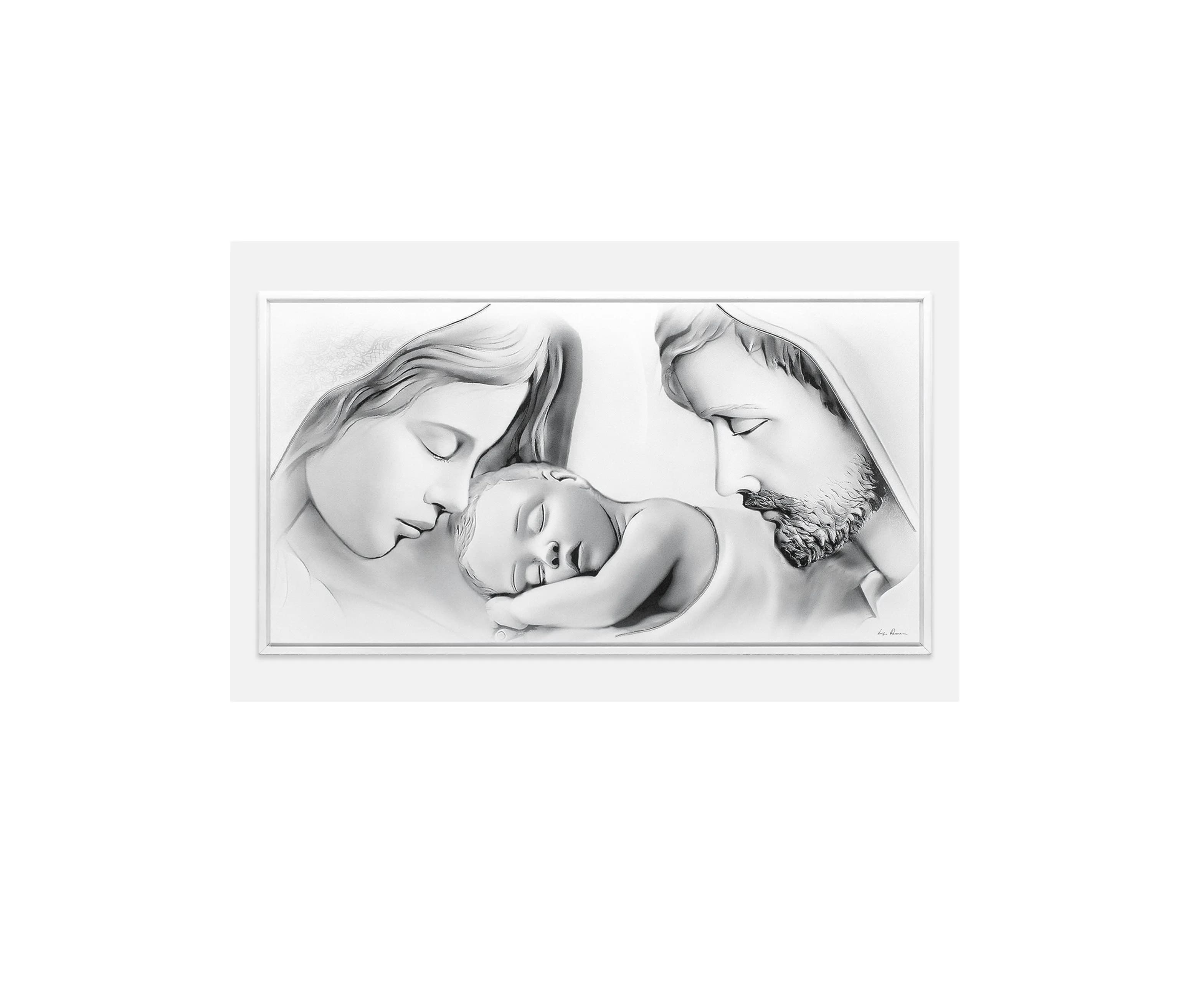 Ікона мальована Свята родина 60х33 см чорно-біла 07156.3 (63x33)