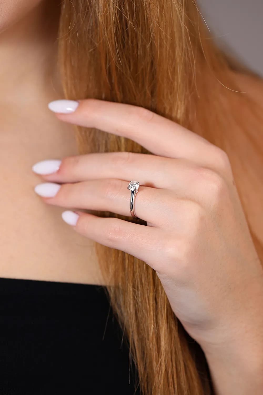 Каблучка з діамантом з білого золота Elegance R22 0,80ct 18K GIA