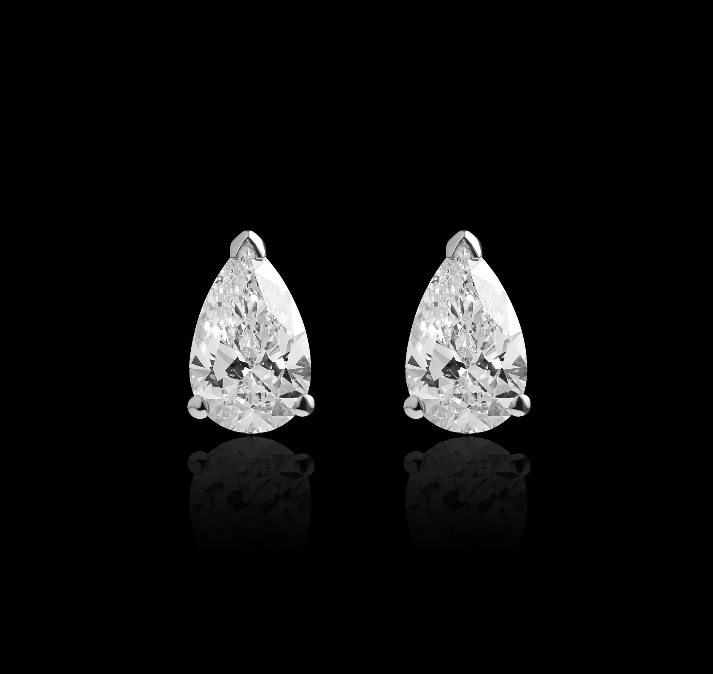 Сережки з лабораторними діамантами огранування груша Drop diamonds E22