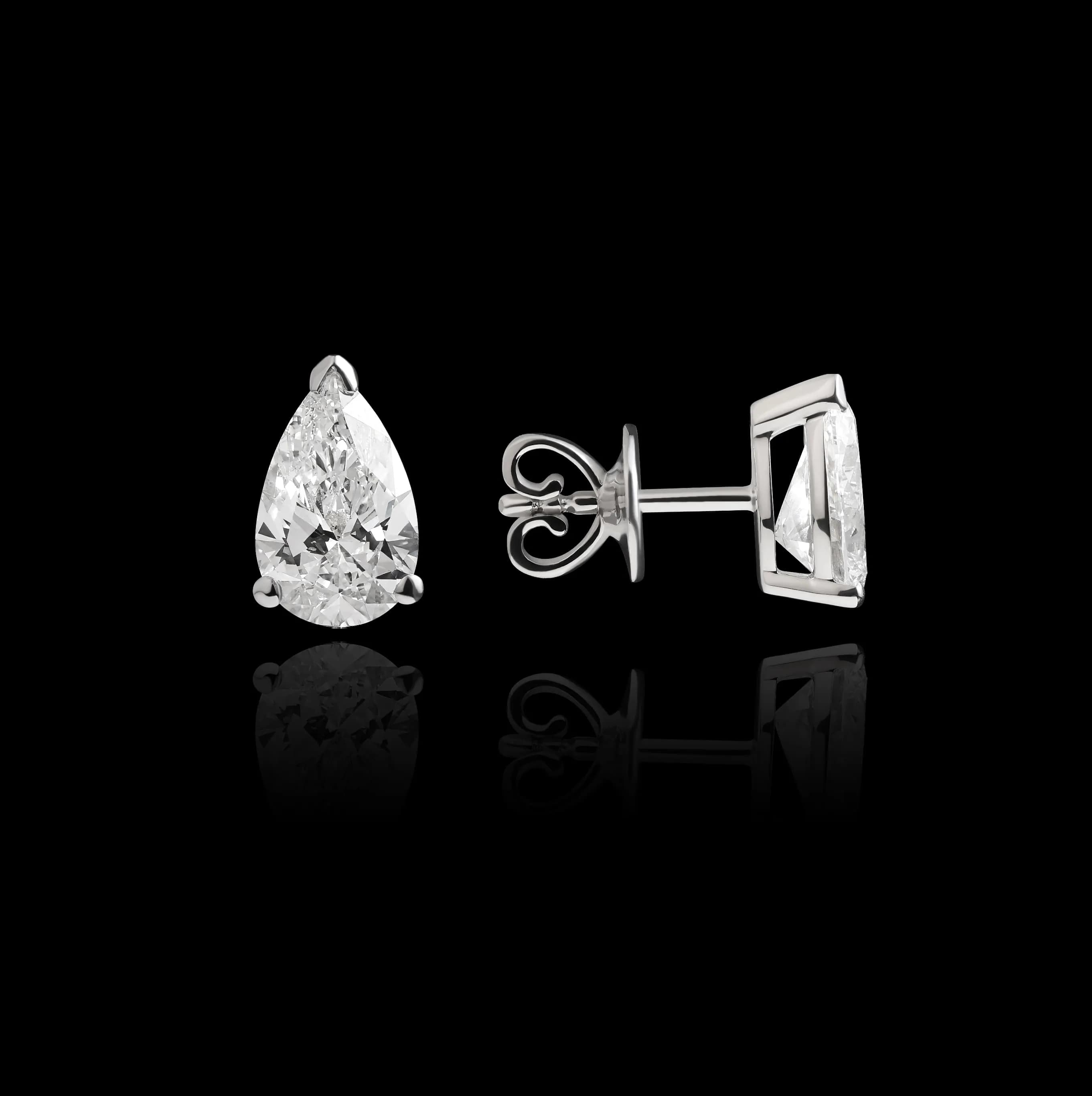 Сережки з лабораторними діамантами огранування груша Drop diamonds E22
