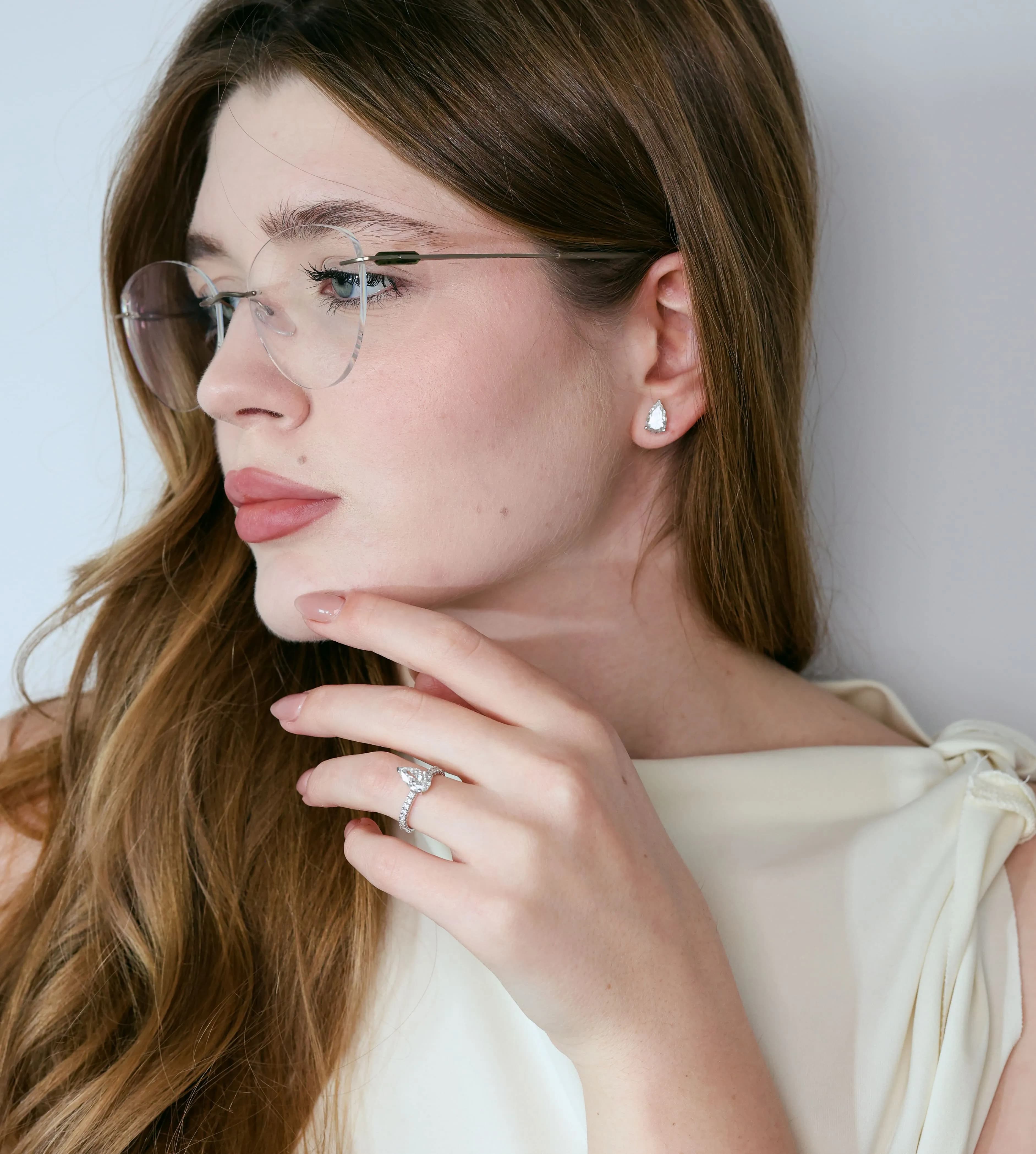 Сережки з лабораторними діамантами огранування груша Drop diamonds E22