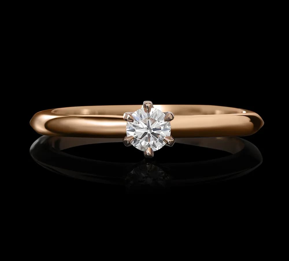 Каблучка з діамантом "Diamond`s forever" з червоного золота 113-0379/3.6 (17)