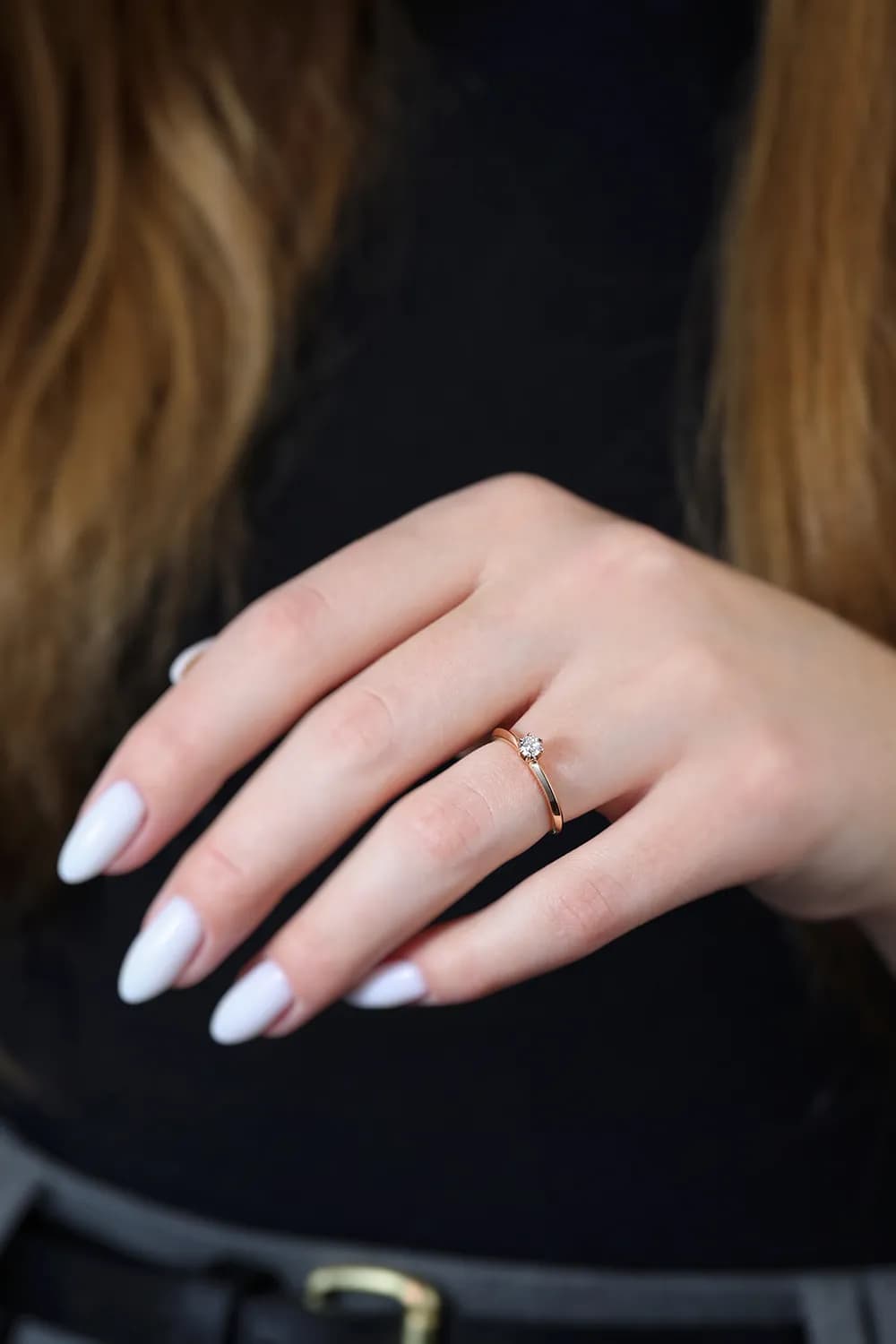 Каблучка з діамантом "Diamond`s forever" з червоного золота 113-0379/3.6 (17), фото 4