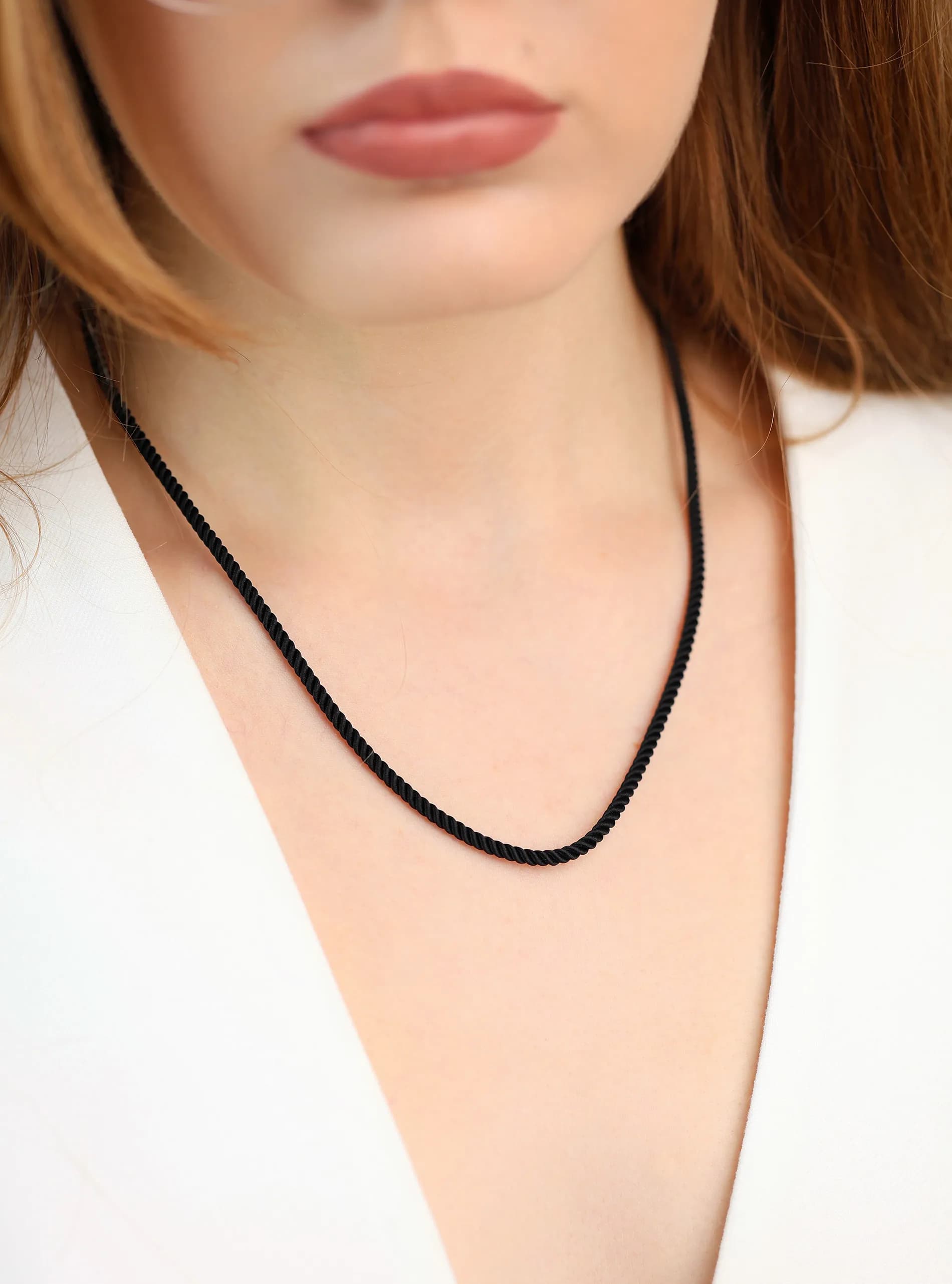 Шовковий шнурок із золотим замком з червоного золота Silk Quattro N01 3mm (60)