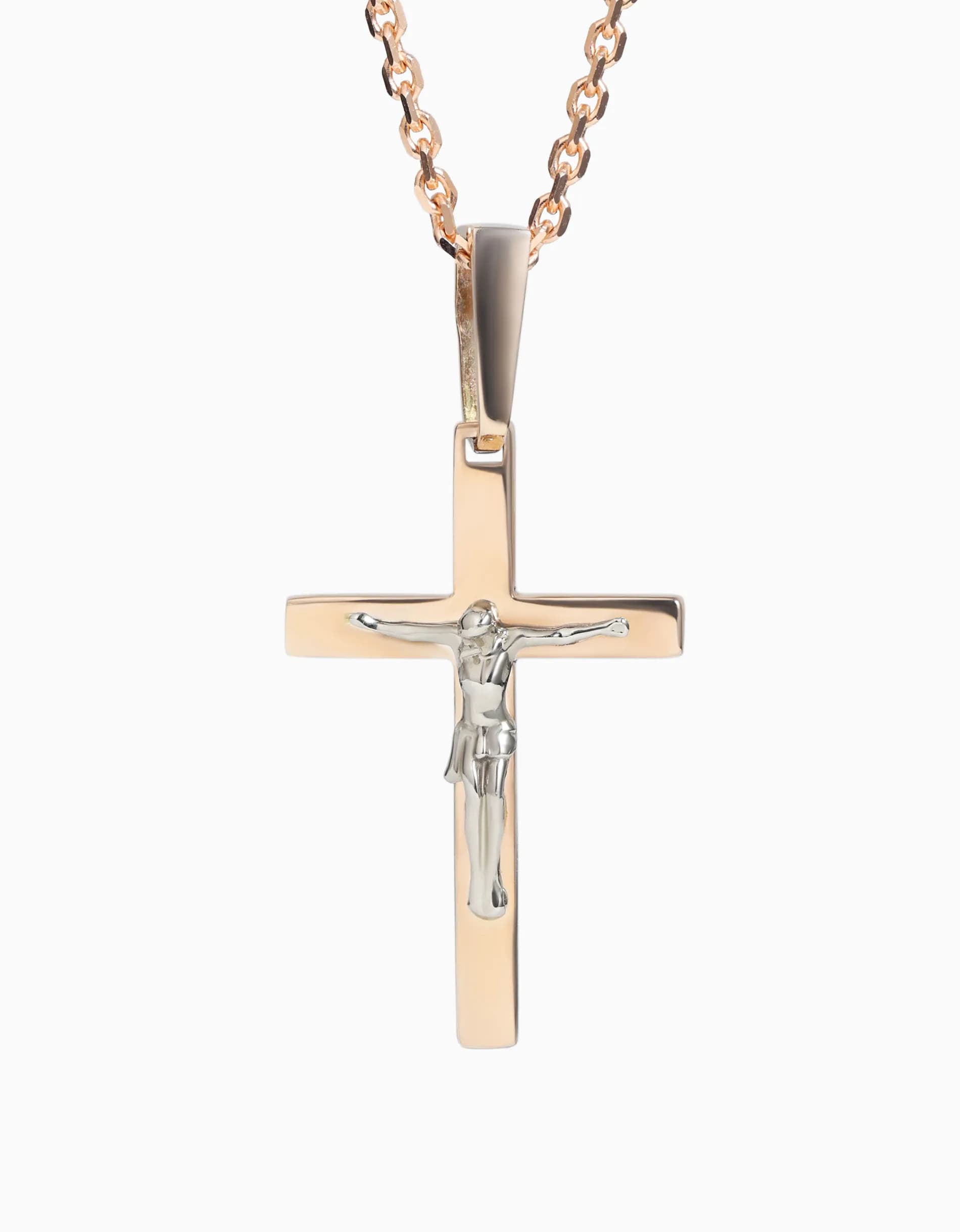 Хрестик з розп'яттям з комбінованого золота D P30-0974