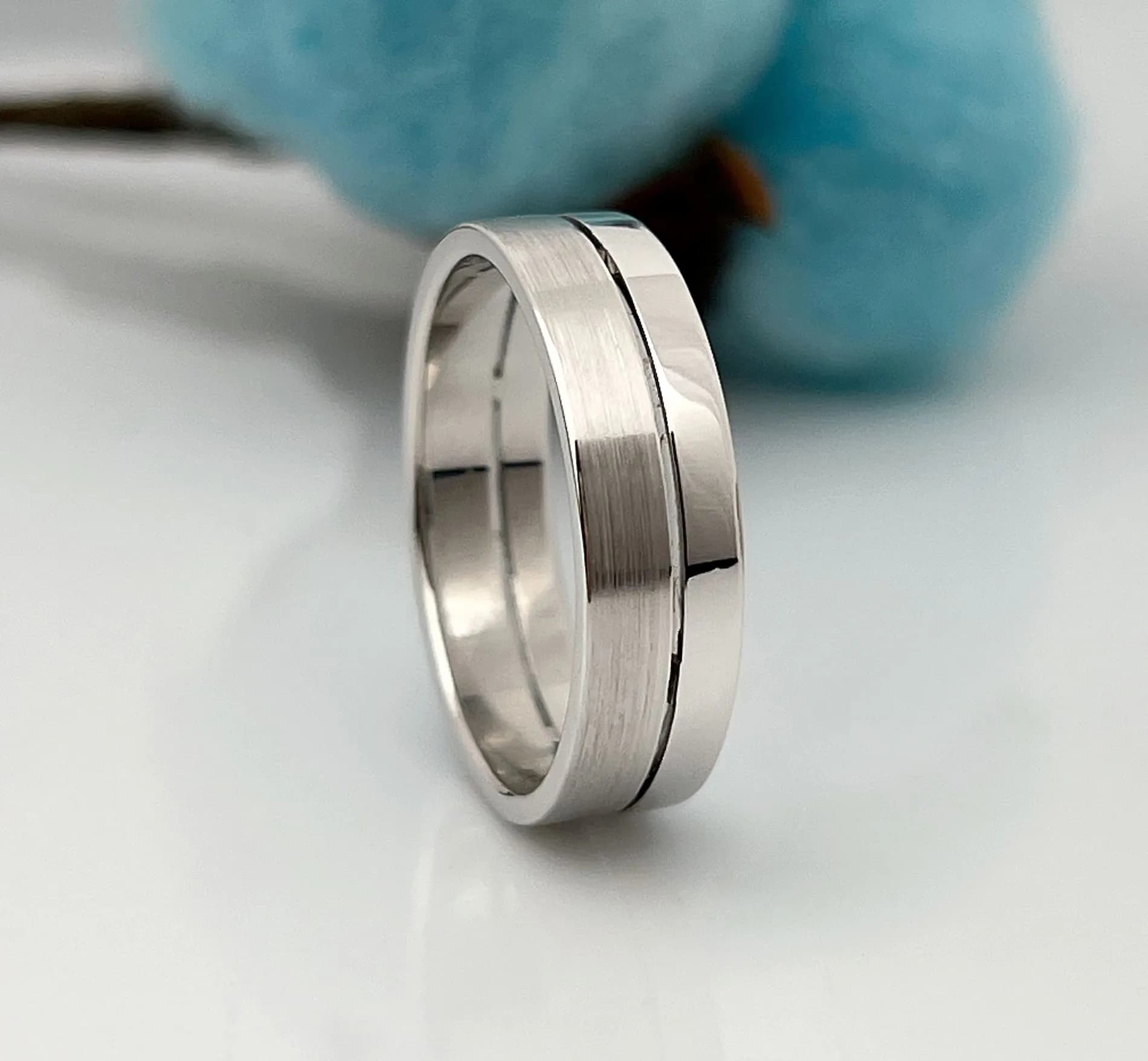 Обручка з матуванням з білого золота 200-0126 (20)