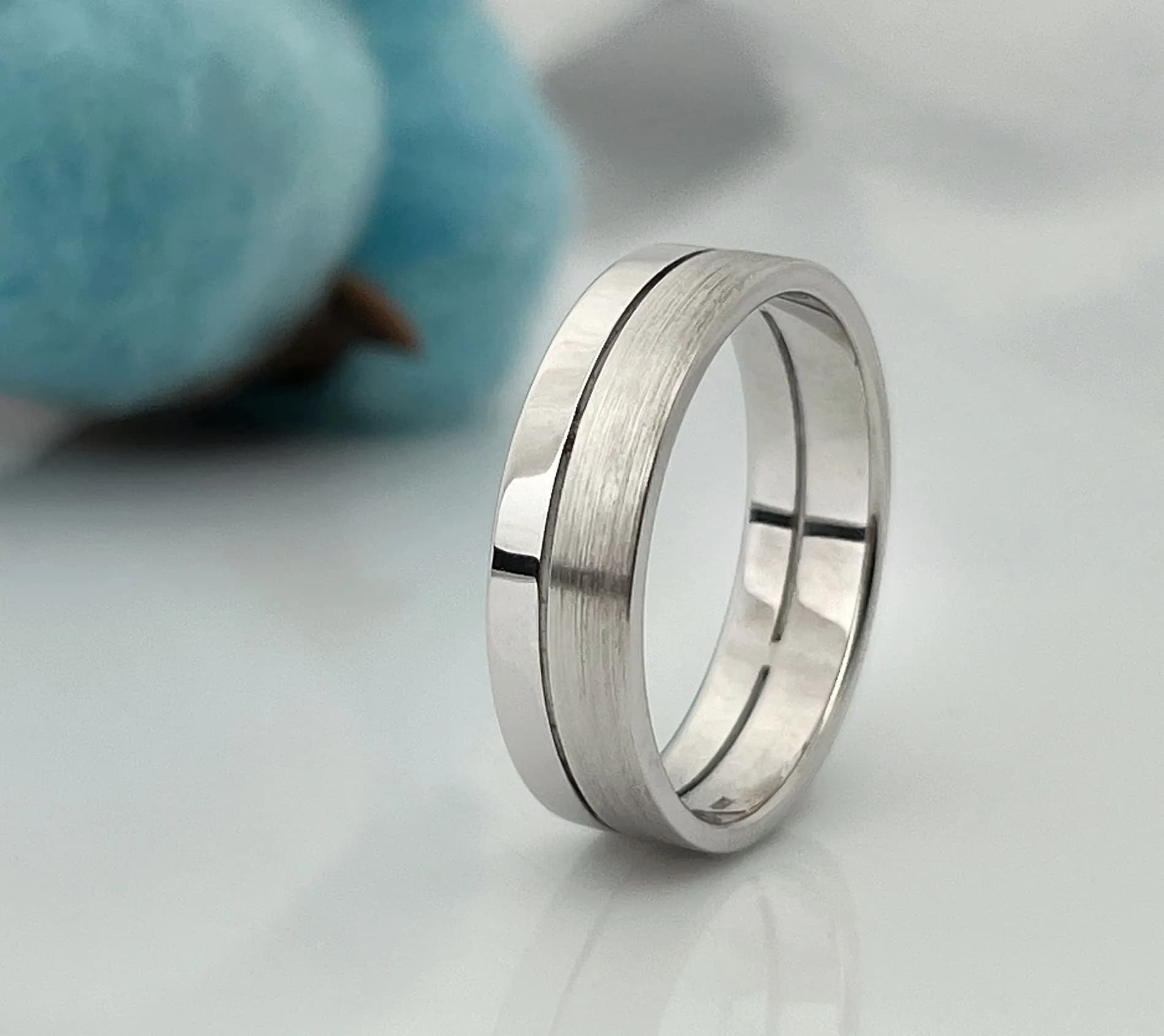 Обручка з матуванням з білого золота 200-0126 (20)