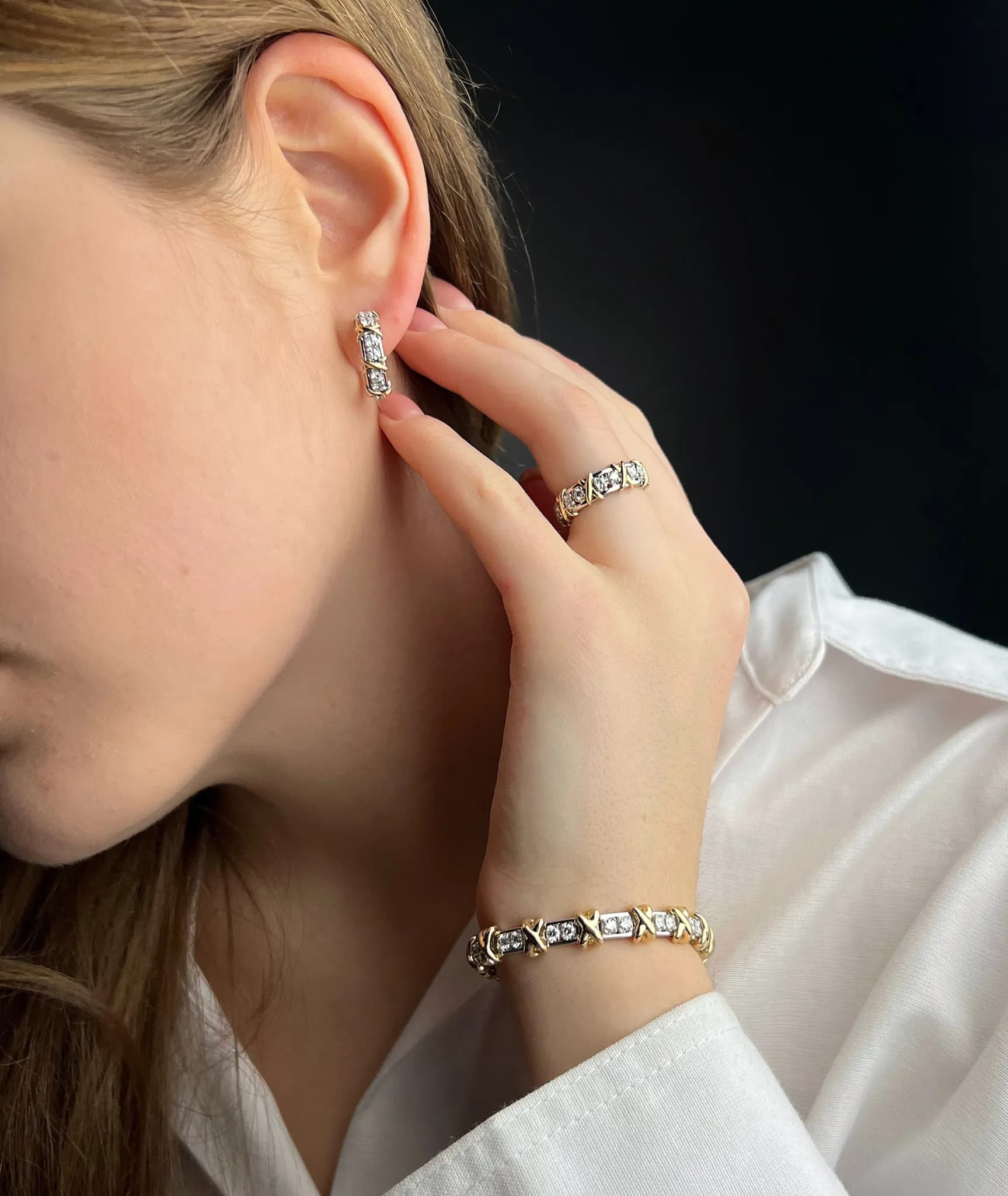 Сережки з діамантами "Criss Cross" E42 2,3mm, фото 3