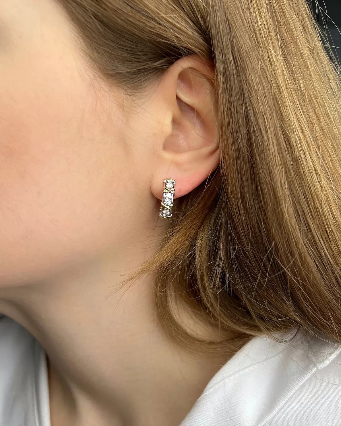 Сережки з діамантами "Criss Cross" E42 2,3mm, фото 4