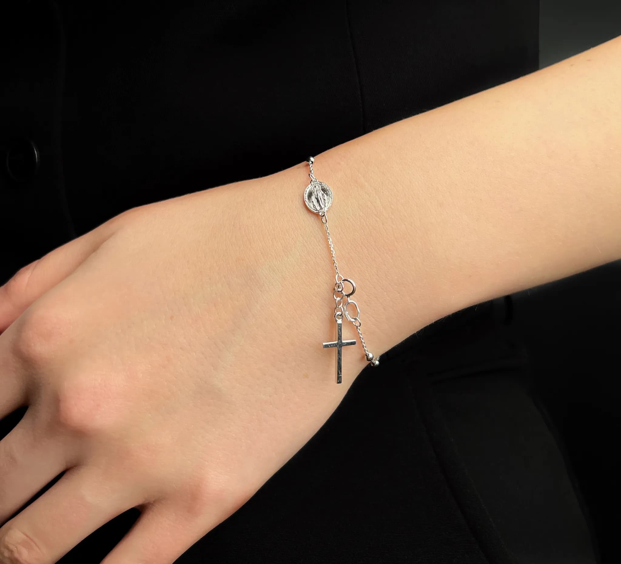 Браслет-вервиця з білого золота Rosary B2 m 012 (17-18), фото 2