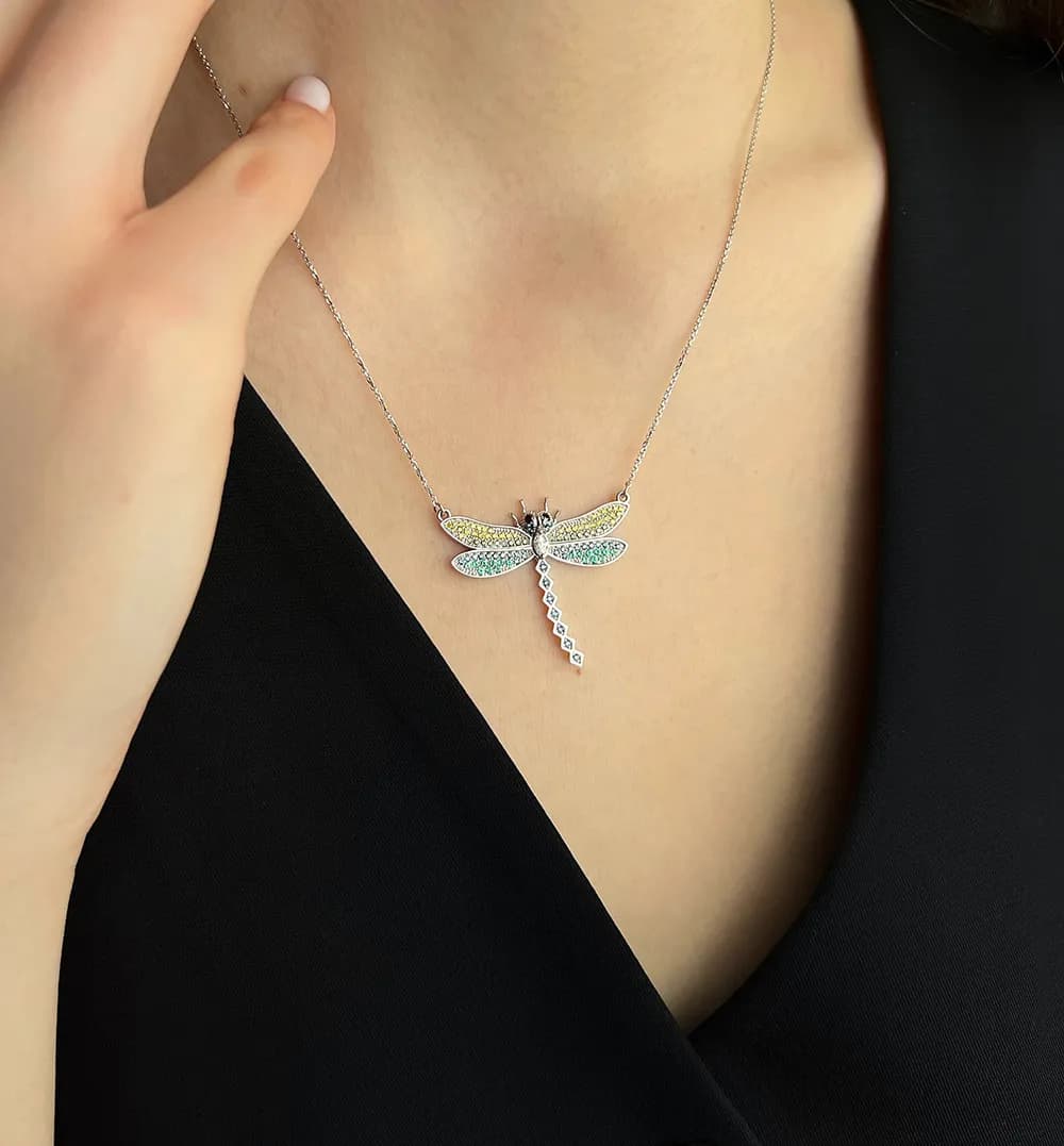 Кольє "Dragonfly" з білого золота, фото 2