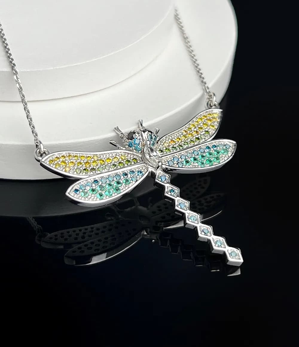Кольє "Dragonfly" з білого золота, фото 3