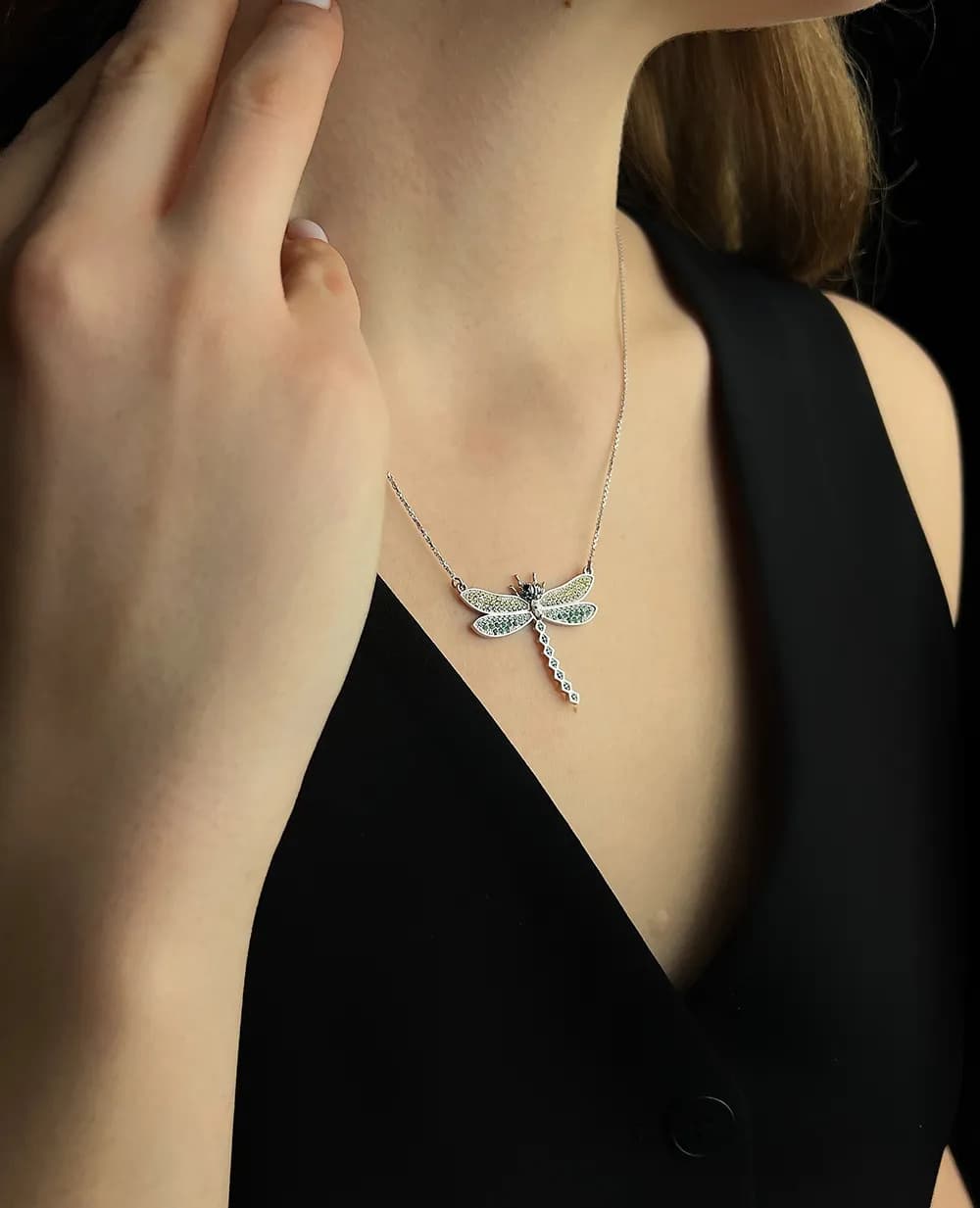 Кольє "Dragonfly" з білого золота, фото 4