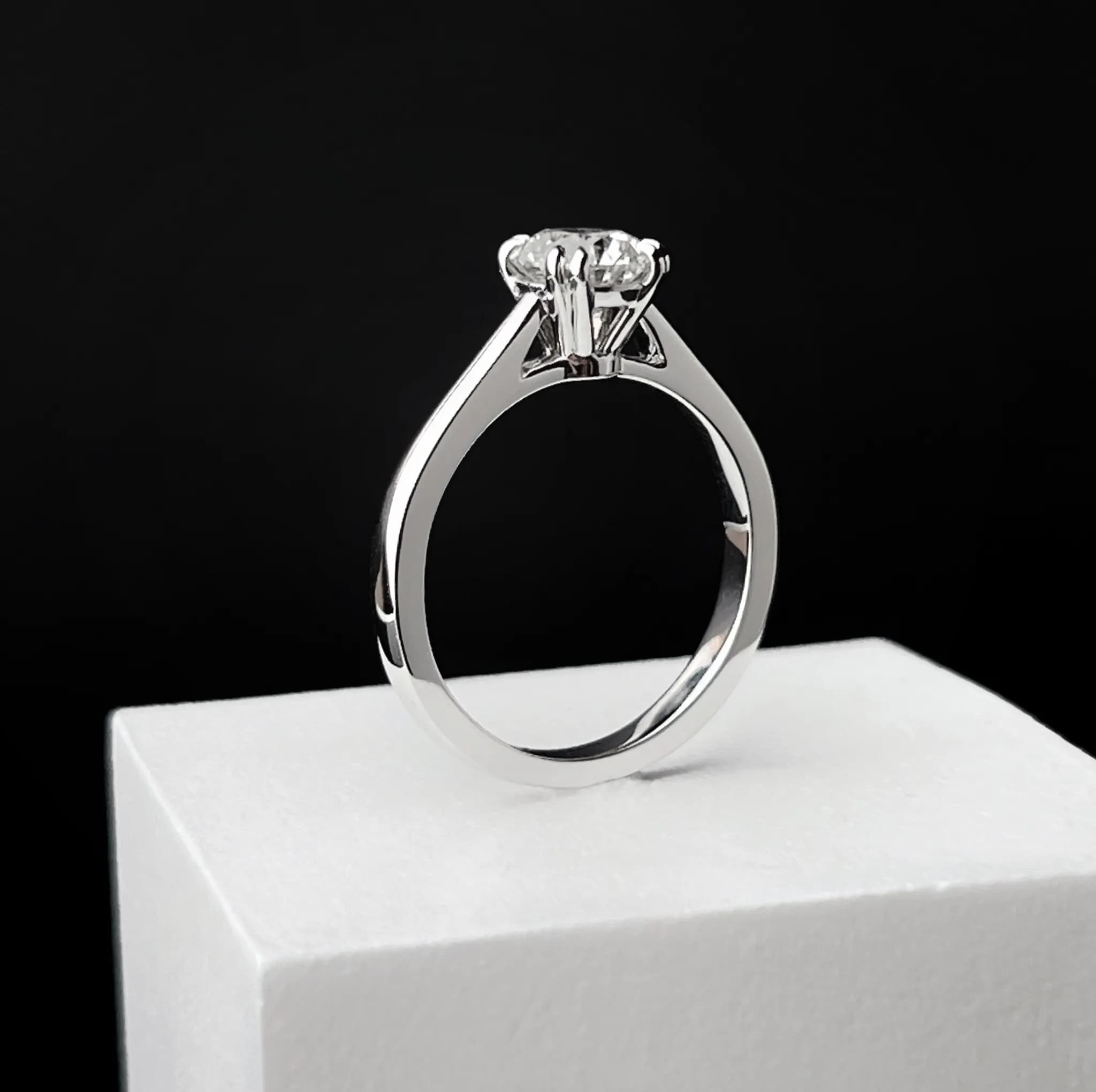 Каблучка з діамантом 1 карат з білого золота Winston R2/ 6.3 18k GIA, фото 2