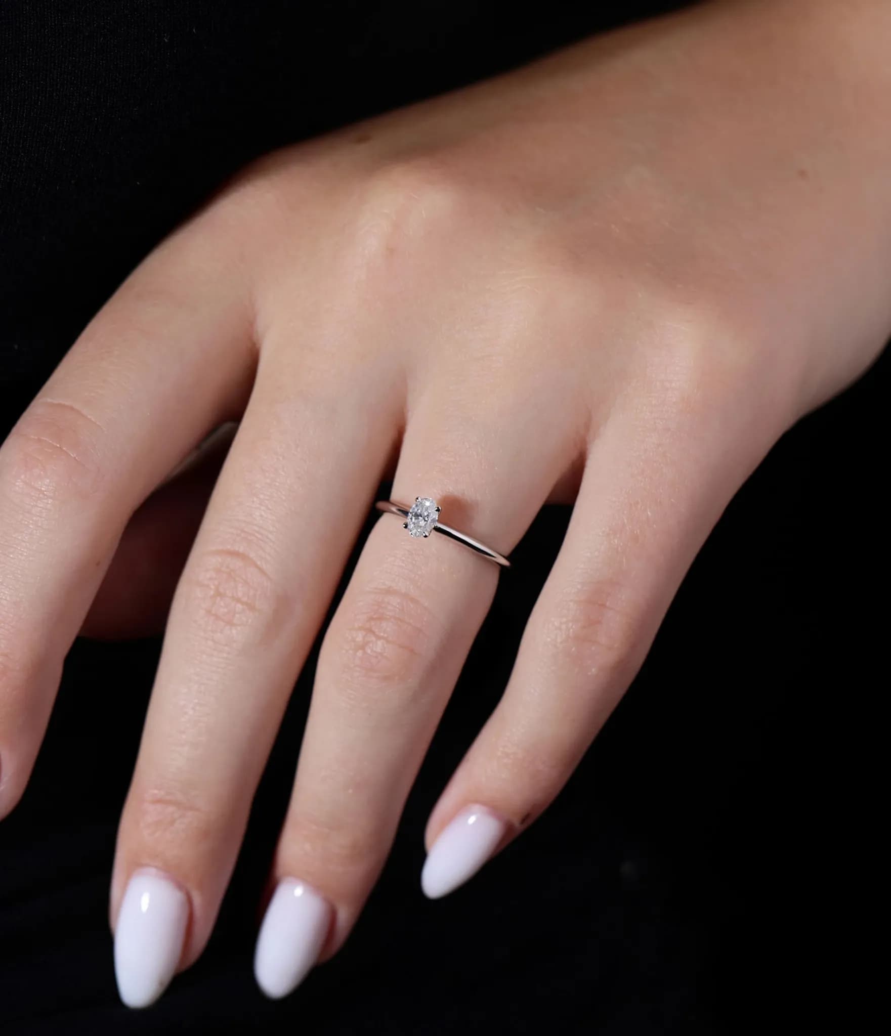 Каблучка з овальним діамантом з білого золота Timeless R22 18k GIA, фото 4