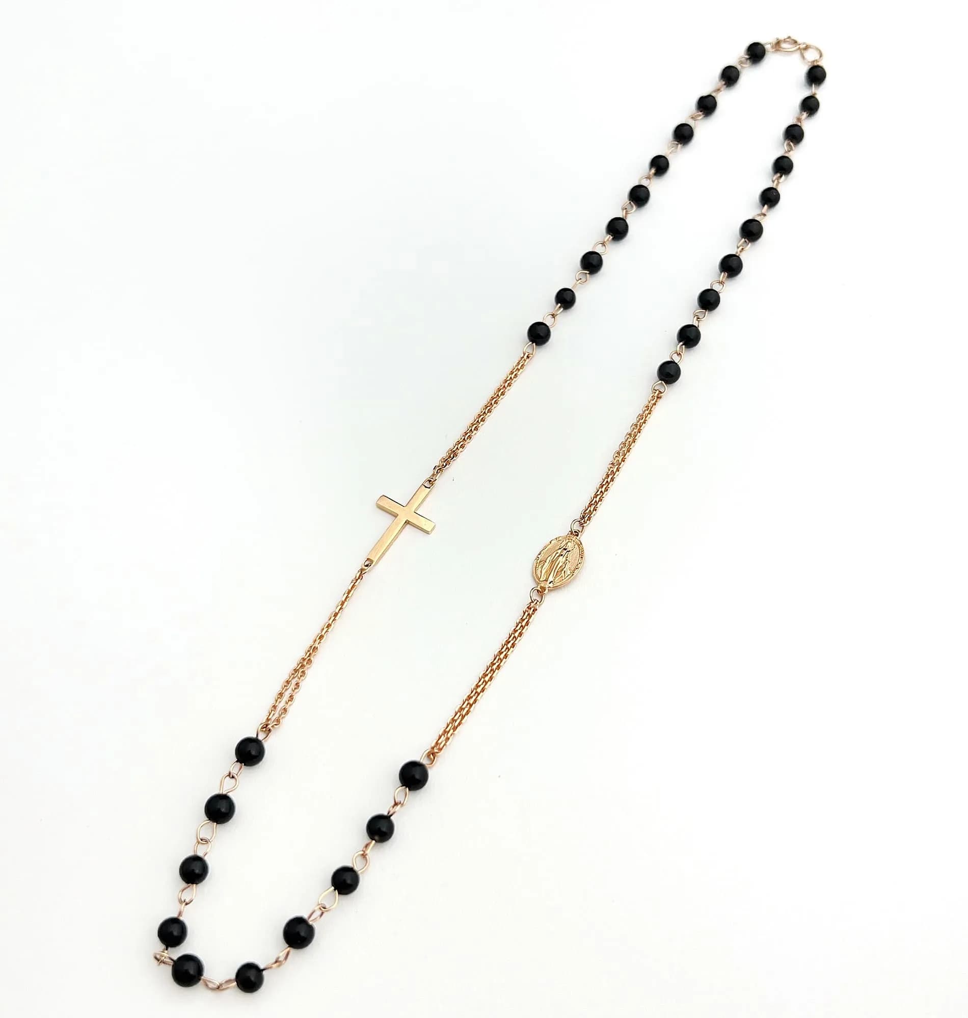 Кольє-вервиця з агатом з червоного золота Rosary N1 black agat 4mm (53)