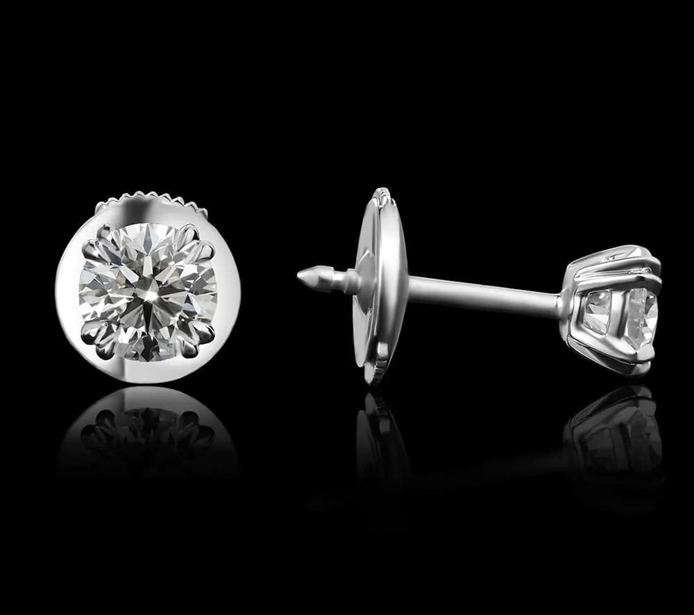 Сережки з діамантами 1 карат з білого золота Winston E22 5.0 GIA, фото 2
