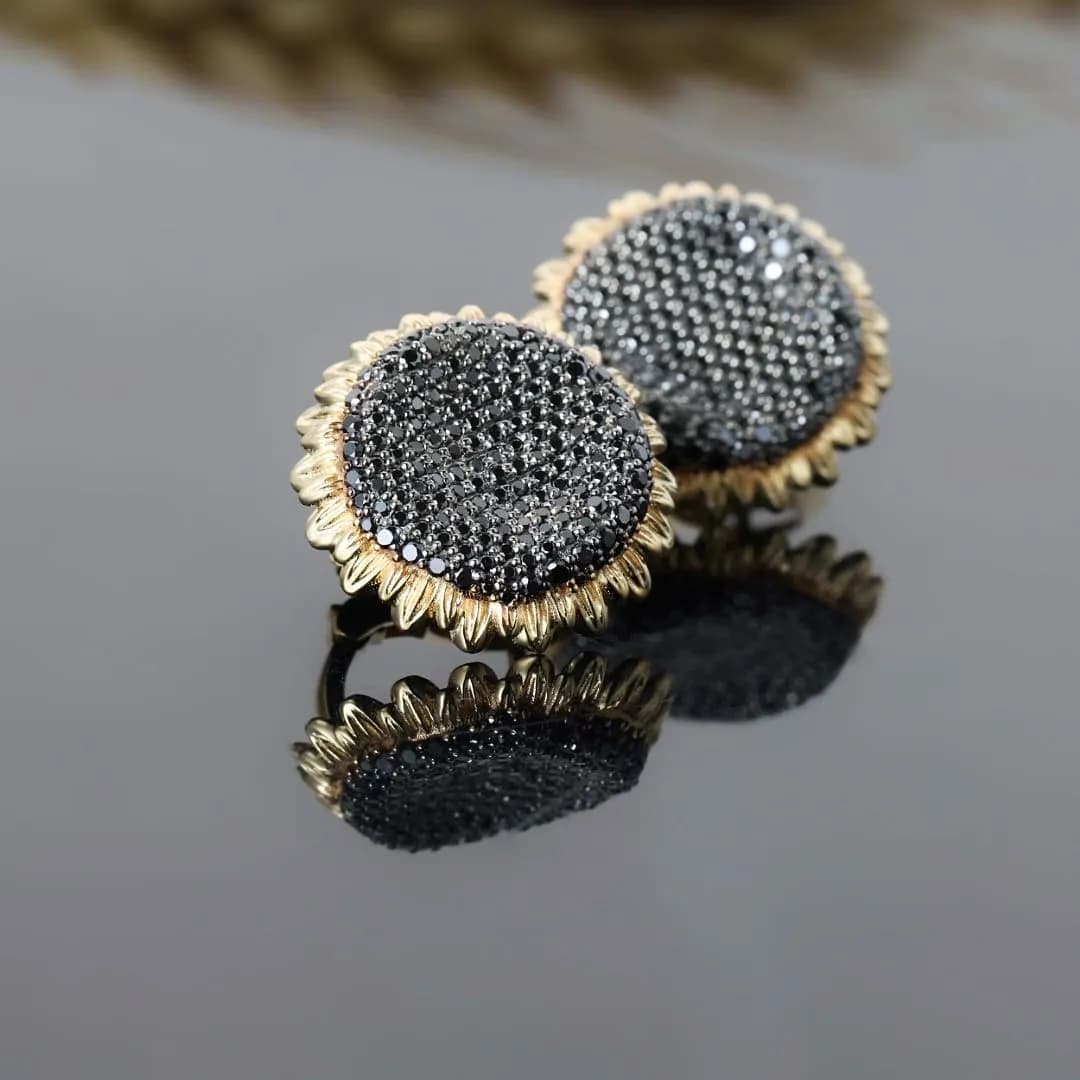 Сережки "Соняхи" з жовтого золота E41 spinel, фото 4