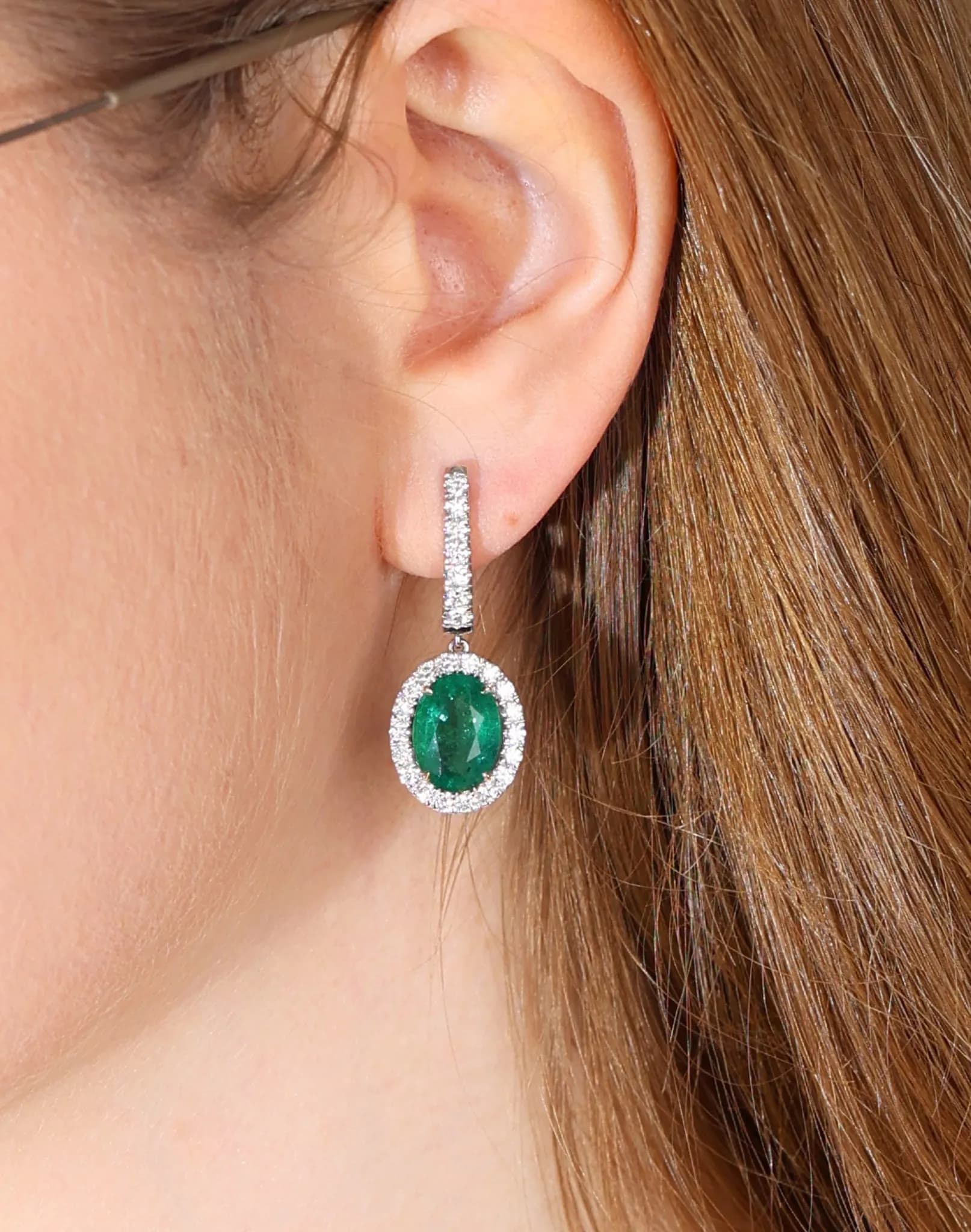 Сережки з натуральними смарагдами з білого золота Royal Emerald E29 18K, фото 6