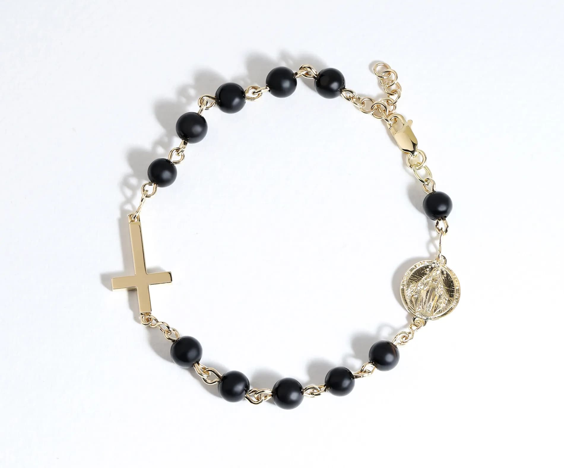 Браслет-вервиця з агатом з жовтого золота Rosary B4 agat matte 6mm (20-22), фото 2