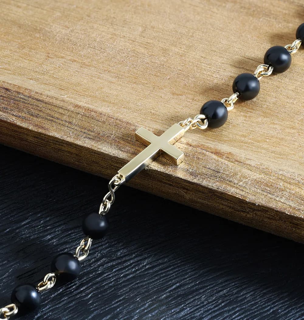 Браслет-вервиця з агатом з жовтого золота Rosary B4 agat matte 6mm (20-22), фото 3