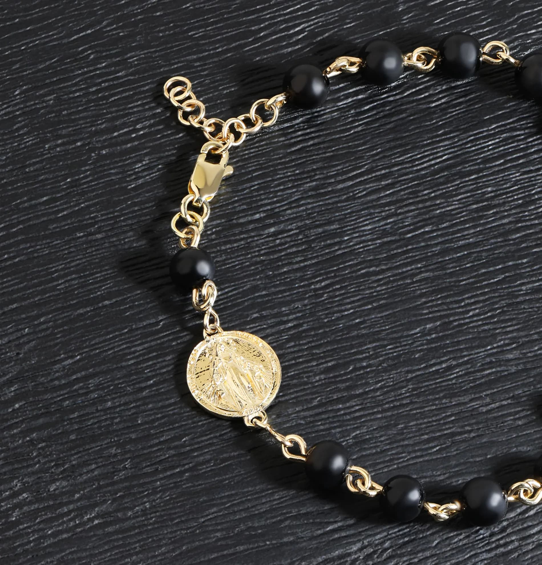 Браслет-вервиця з агатом з жовтого золота Rosary B4 agat matte 6mm (20-22), фото 4