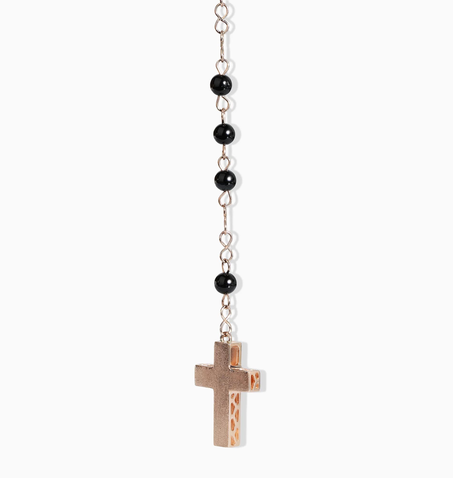 Золота вервиця з чорним агатом Rosary N1 black agat 6mm 0748, фото 2
