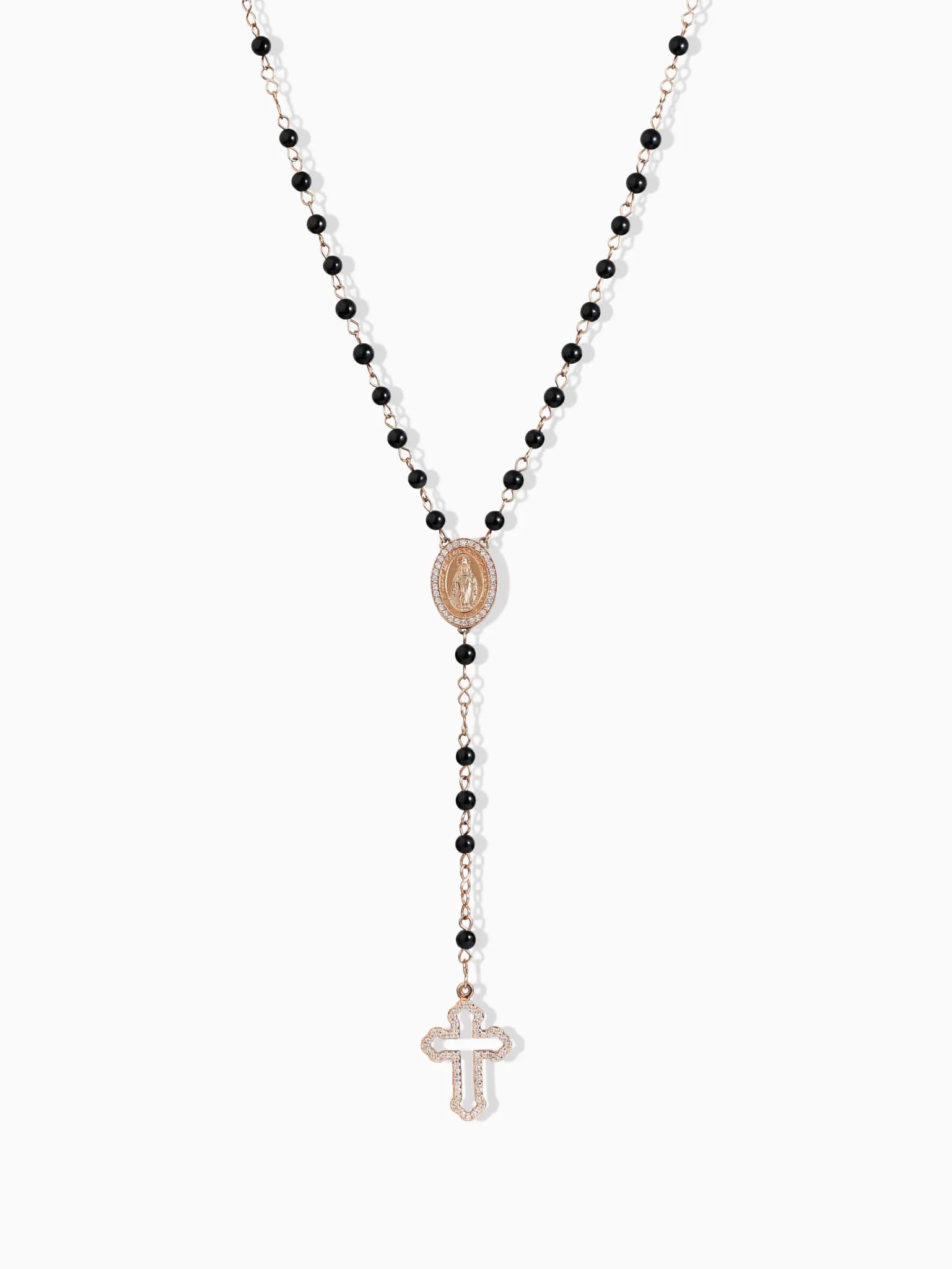 Золота вервиця з чорним агатом Rosary N1 black agat 4mm 0816, фото 4