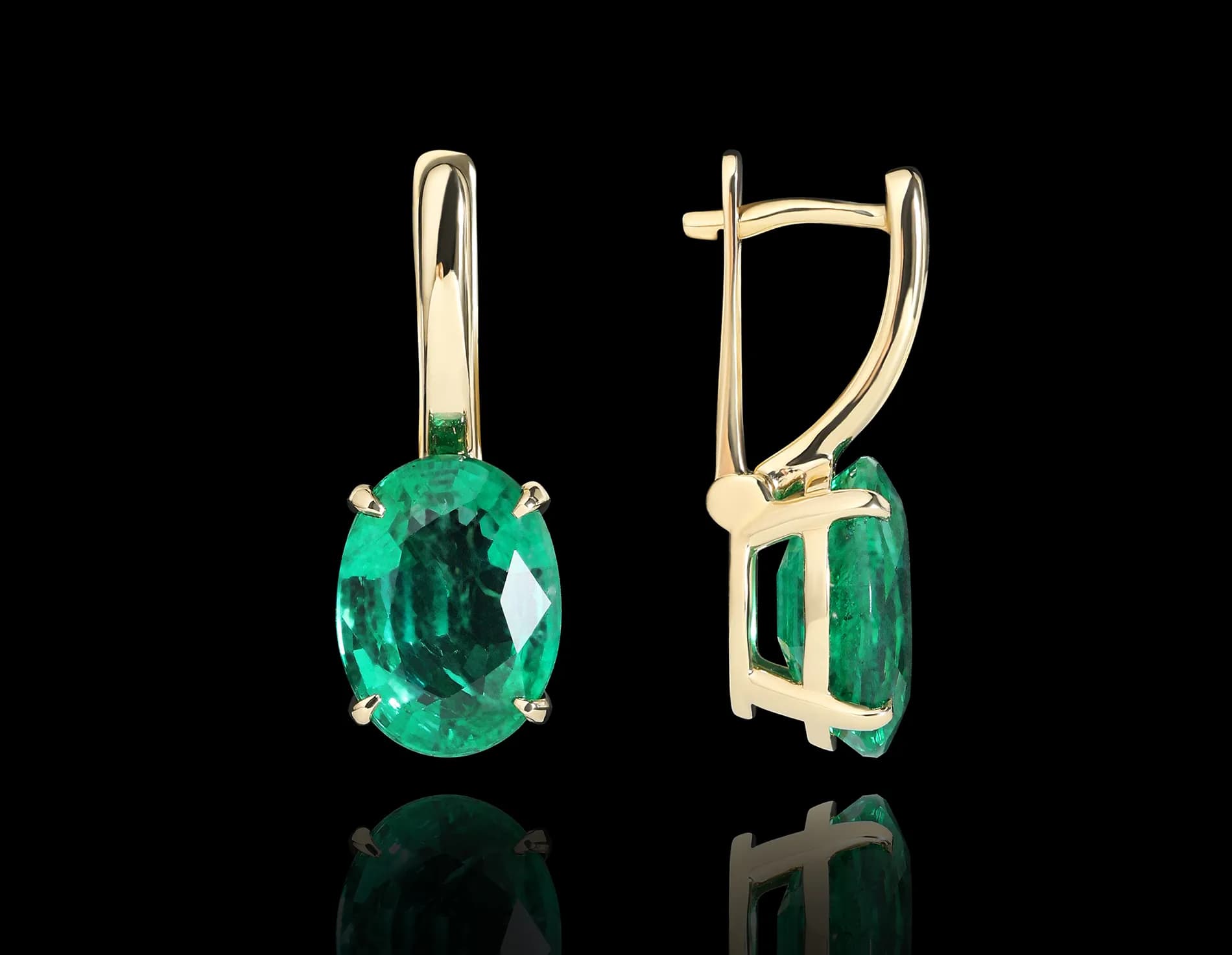 Сережки зі смарагдами з жовтого золота Antique Em E4 18k, фото 2