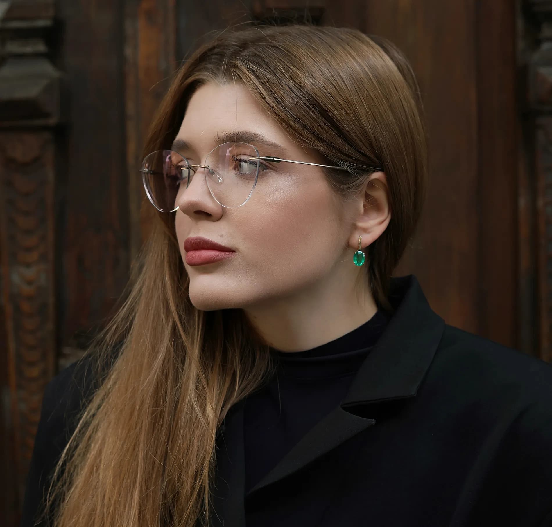 Сережки зі смарагдами з жовтого золота Antique Em E4 18k, фото 6