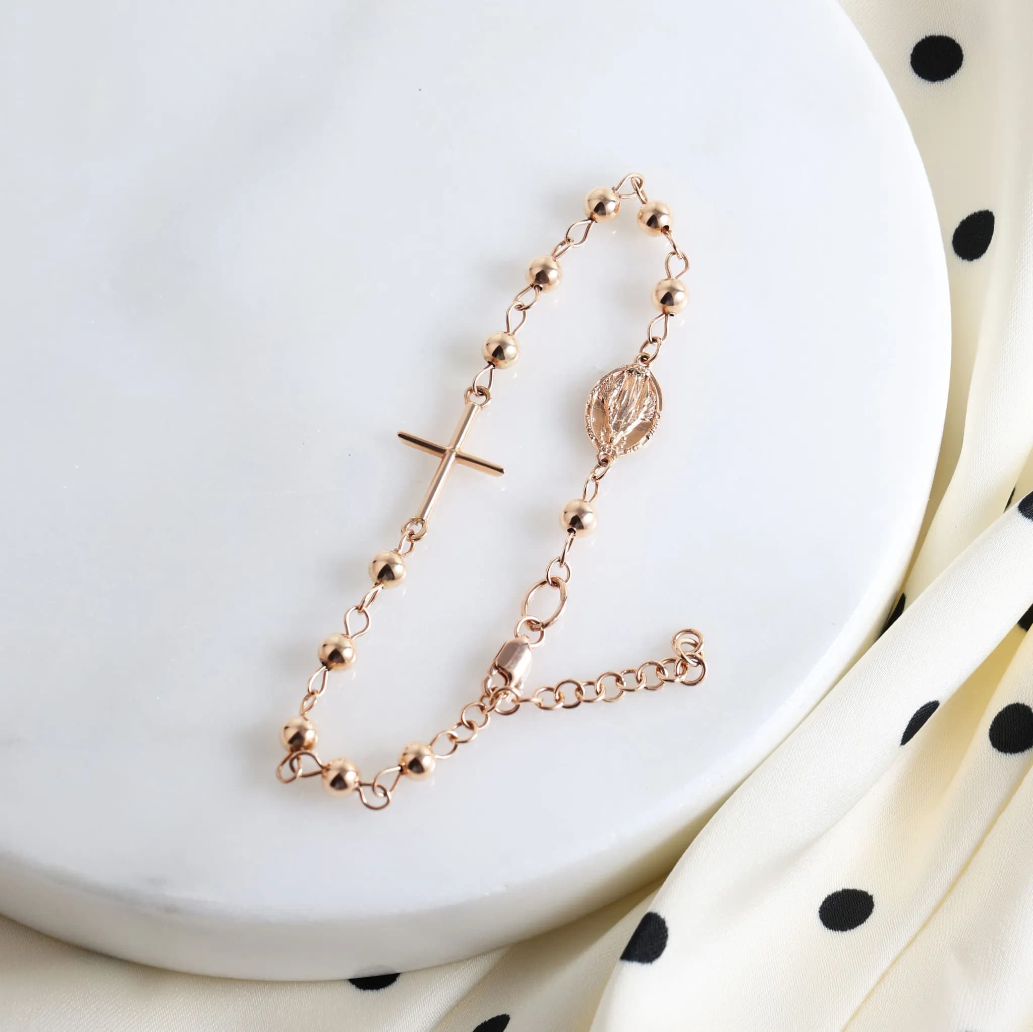 Золотий браслет вервиця Rosary B1 022 4mm (15,5-18)