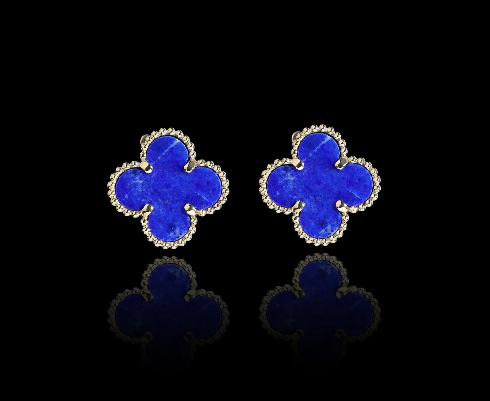 Сережки з лазуритом з жовтого золота Alhambra E4 13mm laz