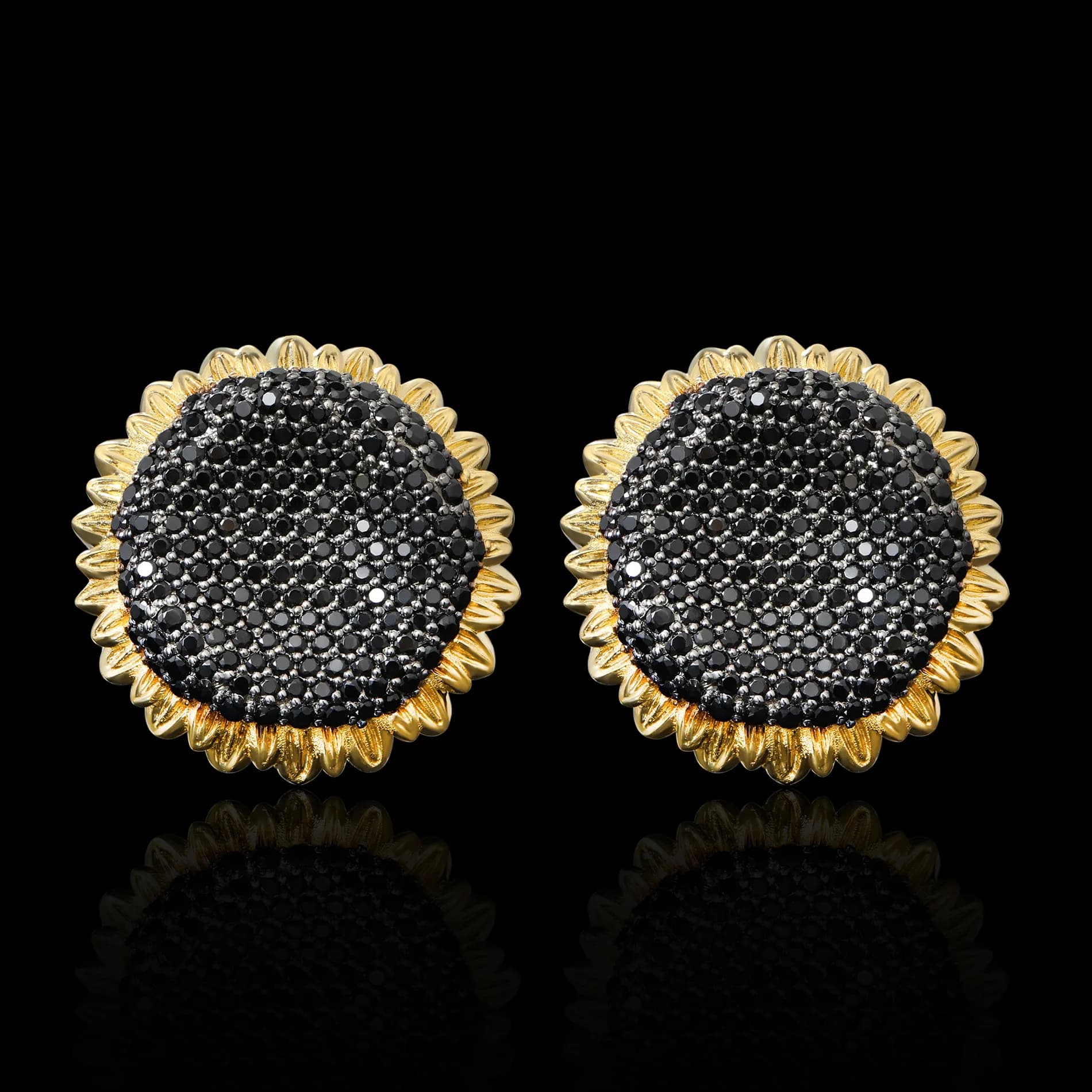 Сережки "Соняхи" з жовтого золота E41 spinel