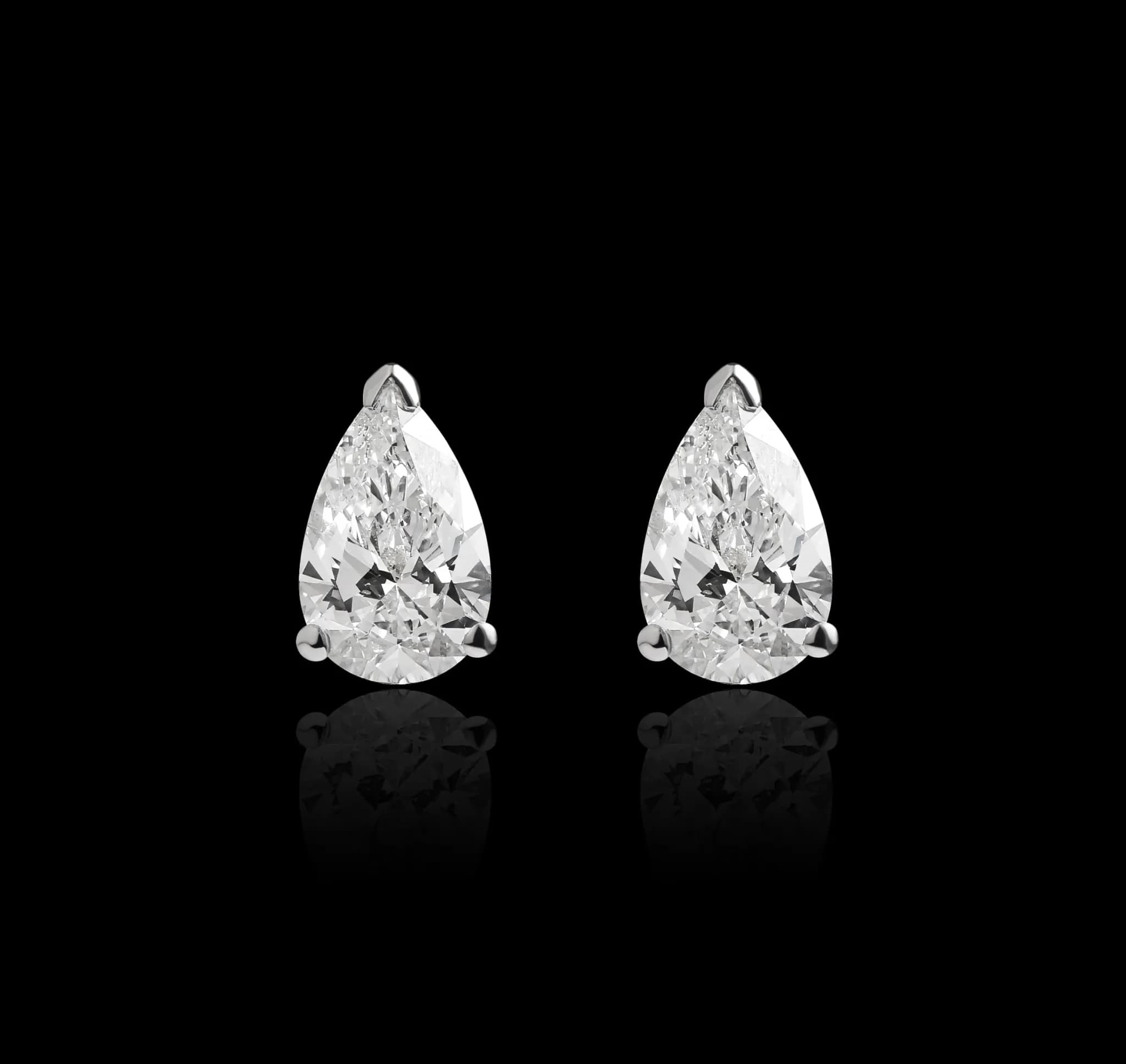 Сережки з лабораторними діамантами огранування груша Drop diamonds E22