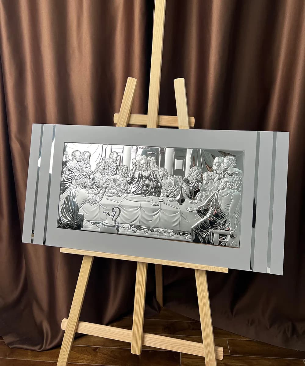 Ікона тайна вечеря 92х45 см на сірому фоні UKR 81324 8L