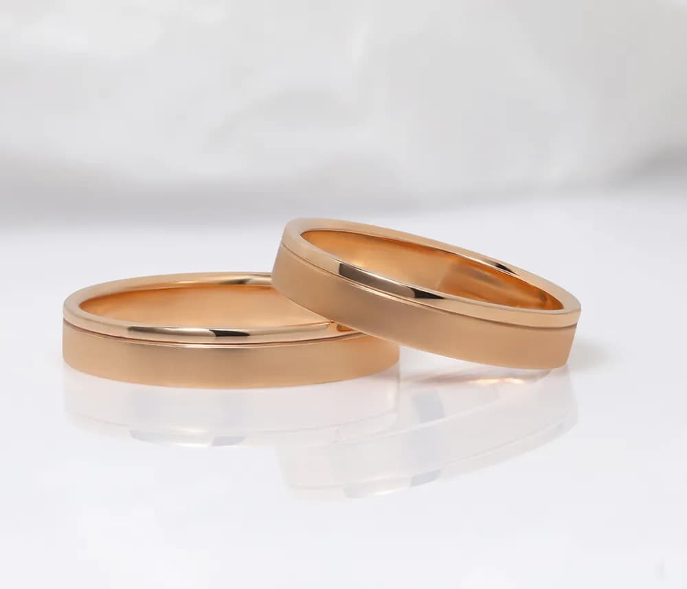 Пара обручок з червоного золота з піскуванням 100-0038_100-0038 (18)