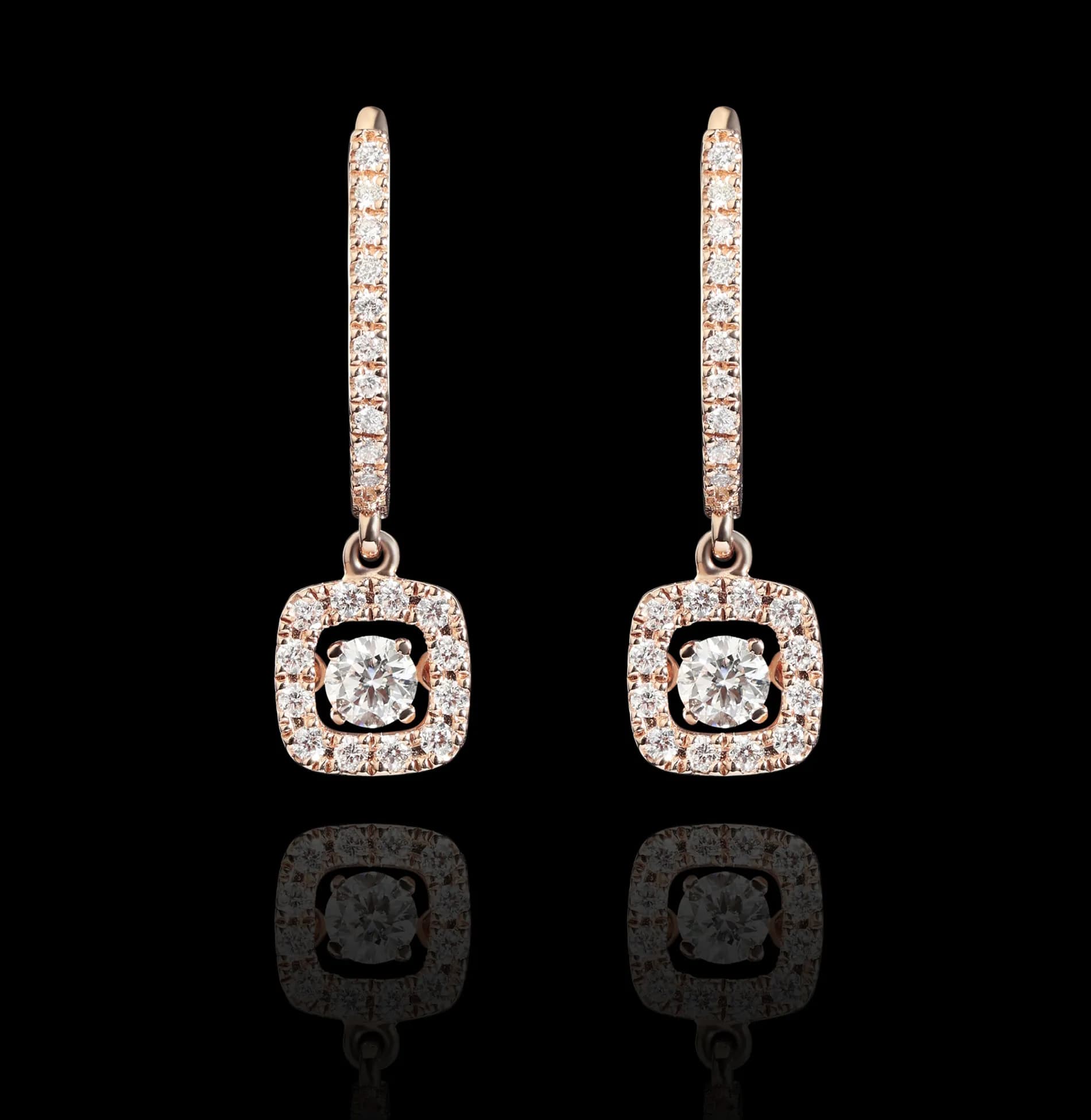 Сережки з діамантами з червоного золота 124-0416